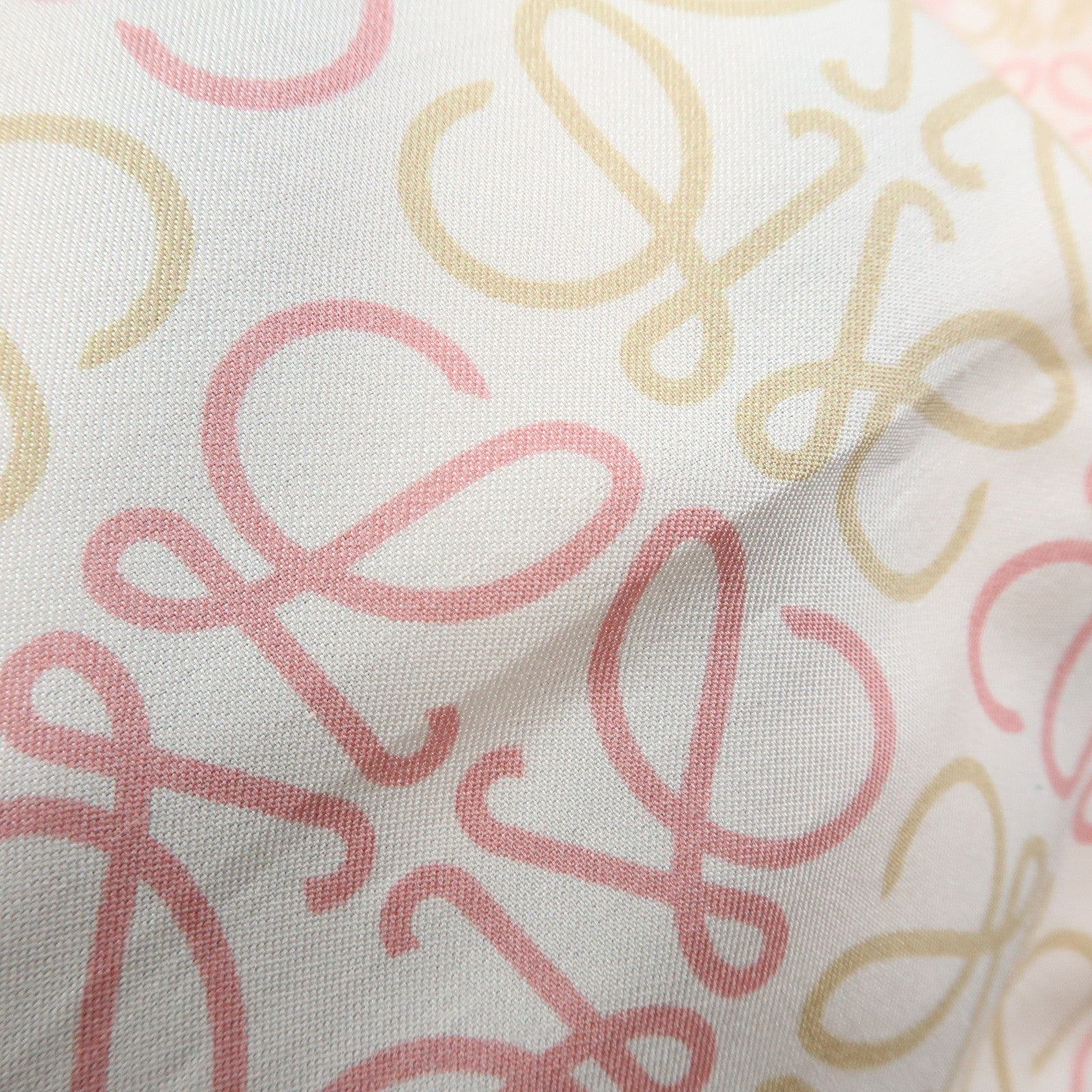 LOEWE Anagram Silk 100% Scarf Gingham Check Pink Beige