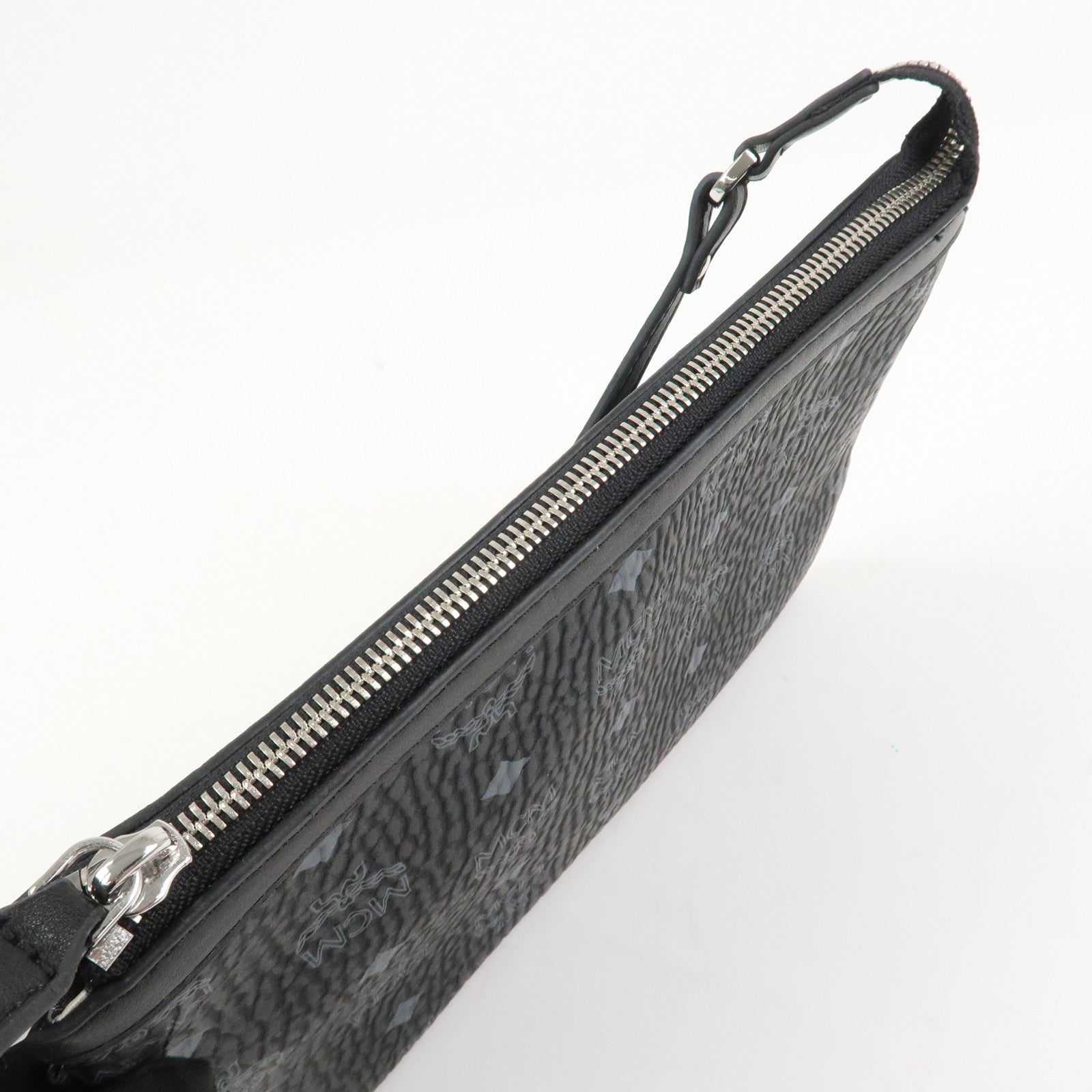 MCM Visetos Logo Leather Shoulder Bag Hand Bag Black