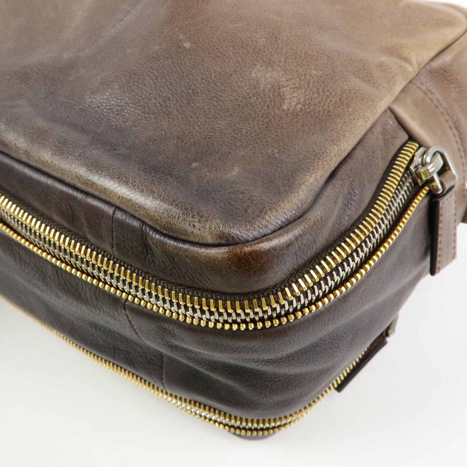 PRADA Logo Leather 2Way Bag Hand Bag Shoulder Bag Brown BL0472