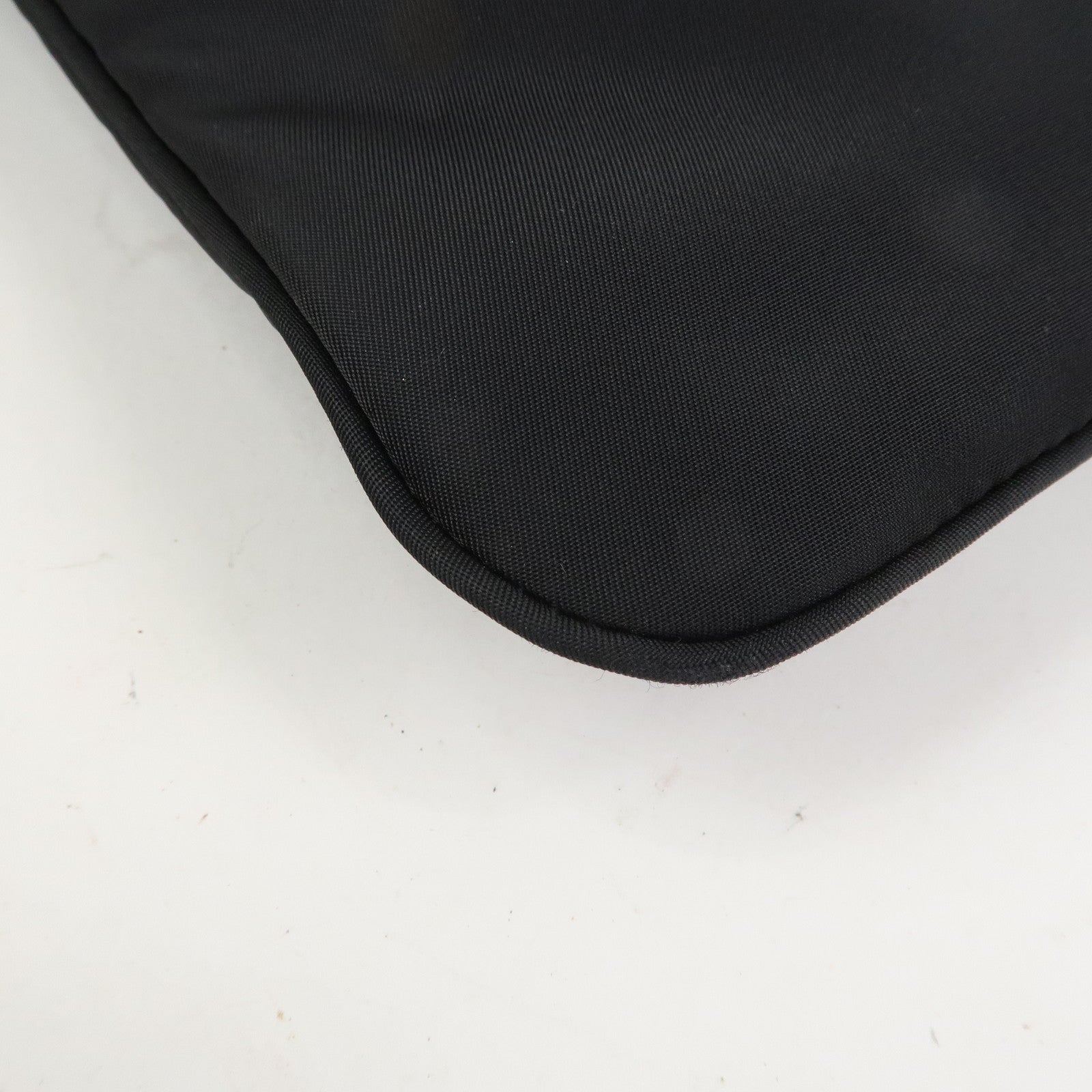 PRADA Triangle Logo Nylon Leather Shoulder Bag Black BT0716