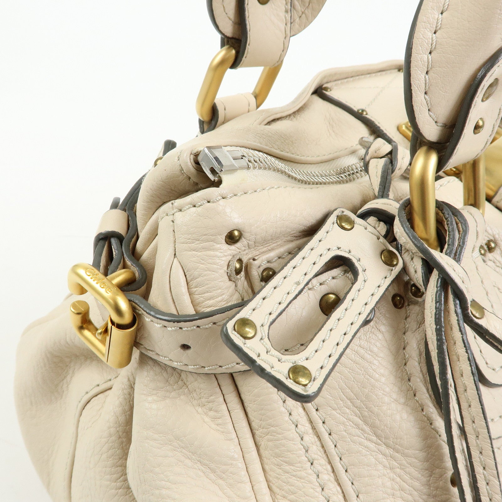 Chloe Paddington Leather Medium Hand Bag Shoulder Bag Ivory