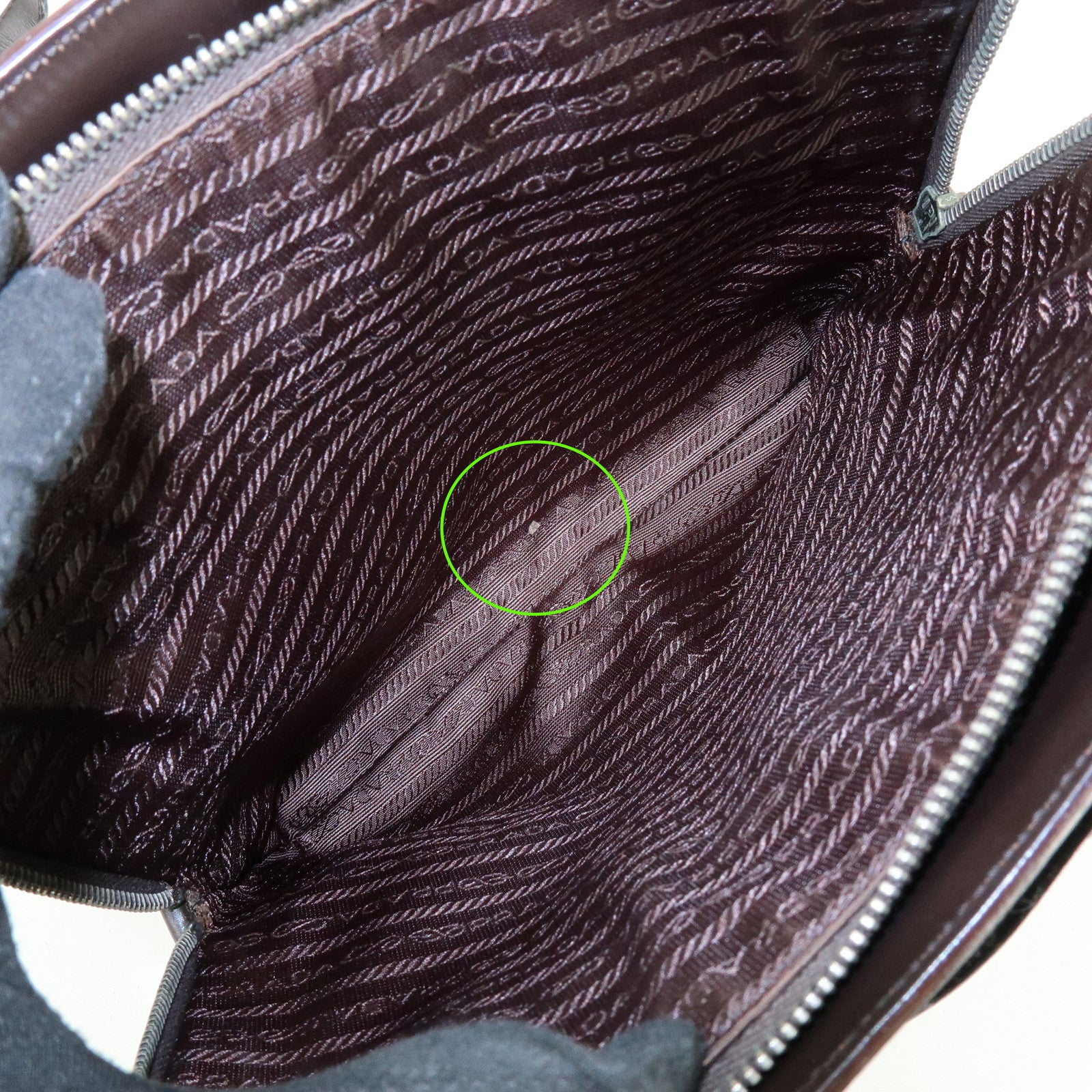 PRADA Logo Leather Tote Bag Shoulder Bag Dark Brown