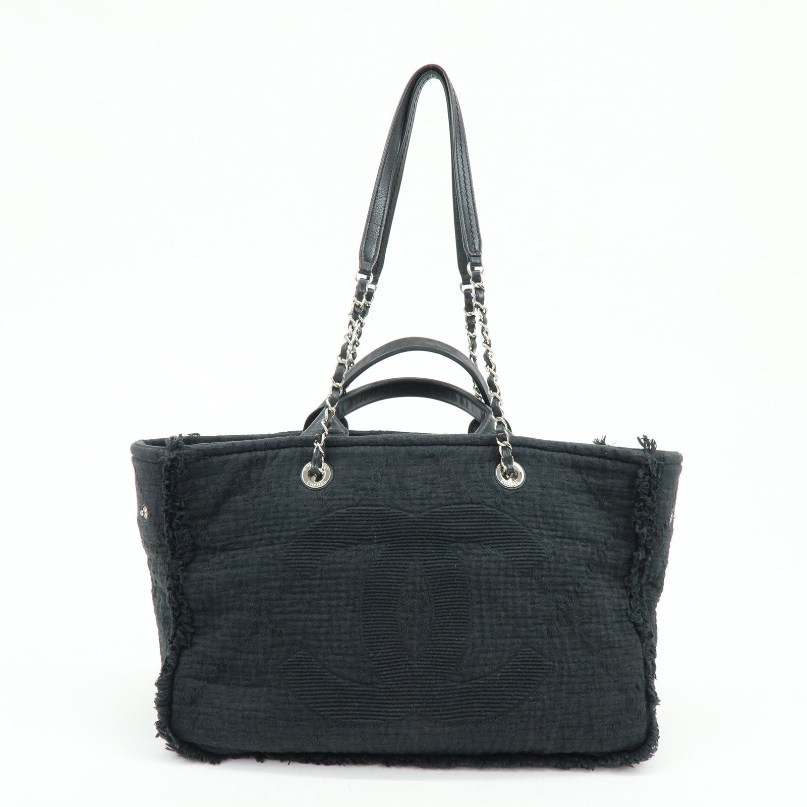 CHANEL COCO Mark Canvas Leather Chain Shoulder Bag Tote Bag A57180