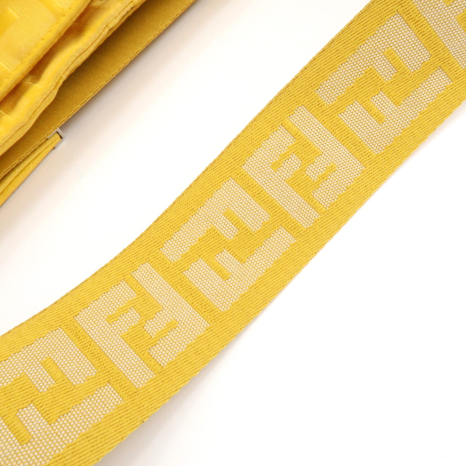 FENDI Nylon Leather Shoulder Bag Hand Bag Yellow 8BR500 Used