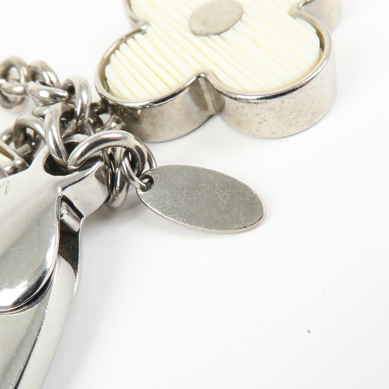 Louis Vuitton Bijoux Sac Fleur de Epi Bag Charm Silver White M65085