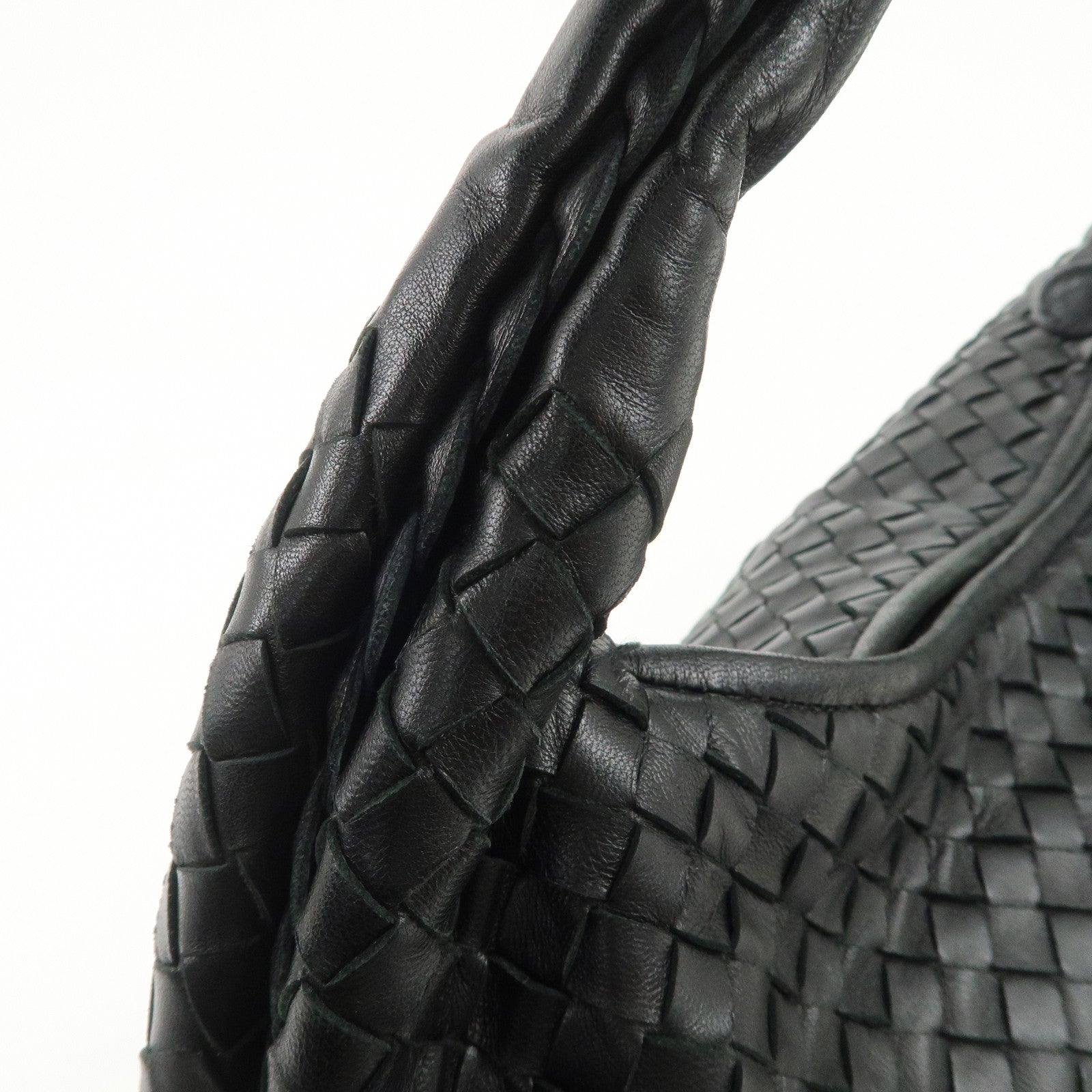 BOTTEGA VENETA Intrecciato Hobo Leather Shoulder Bag Black 232499