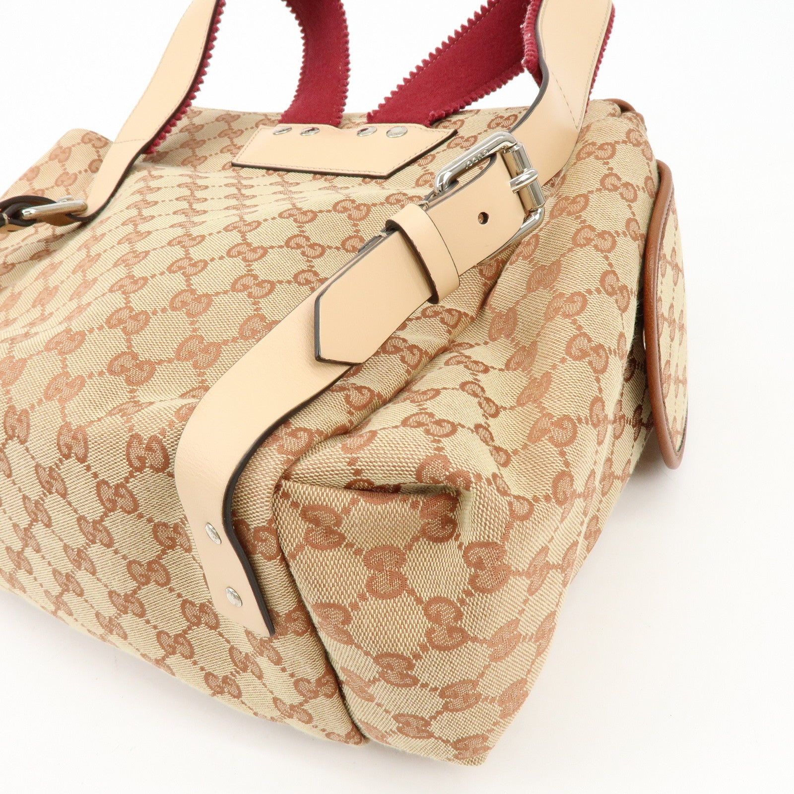 GUCCI GG Canvas Leather Sciroppo Patch Backpack Beige Brown 580811