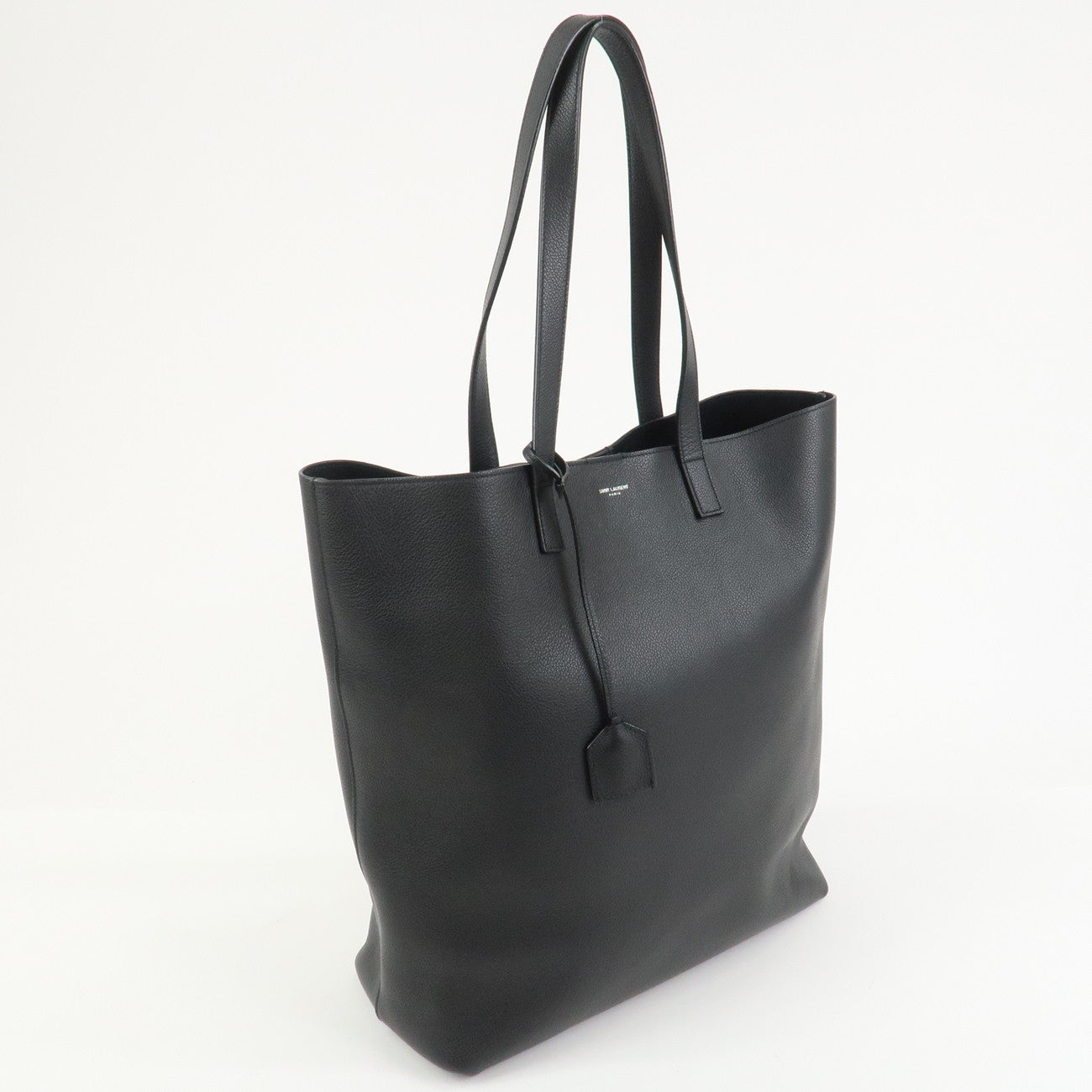 SAINT LAURENT PARIS Leather Tote Bag Hand Bag Black 676657
