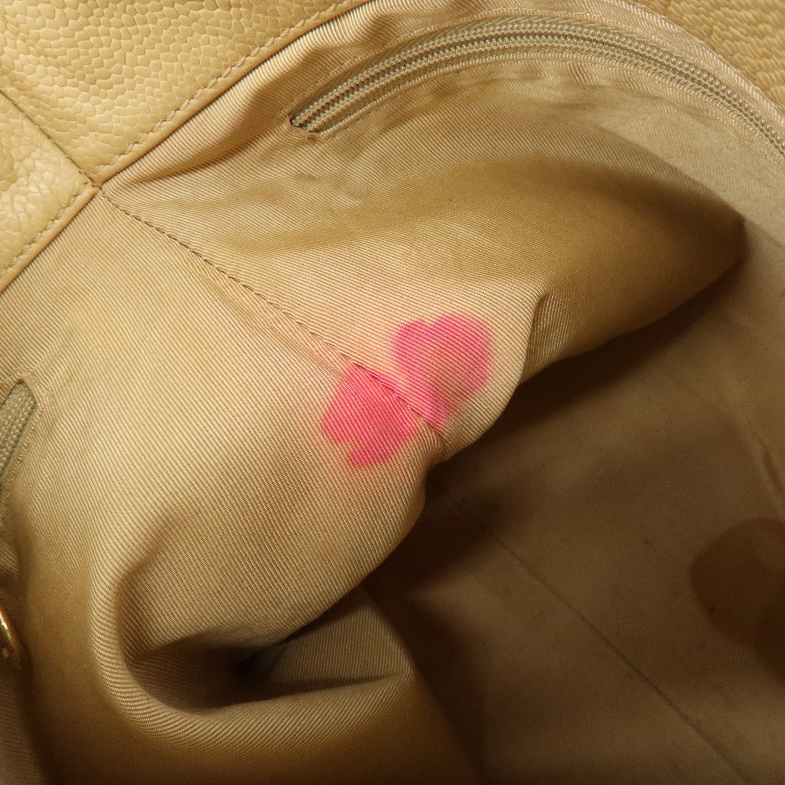 CHANEL COCO Mark Caviarskin Tote Bag Shoulder Bag Hand Bag Beige