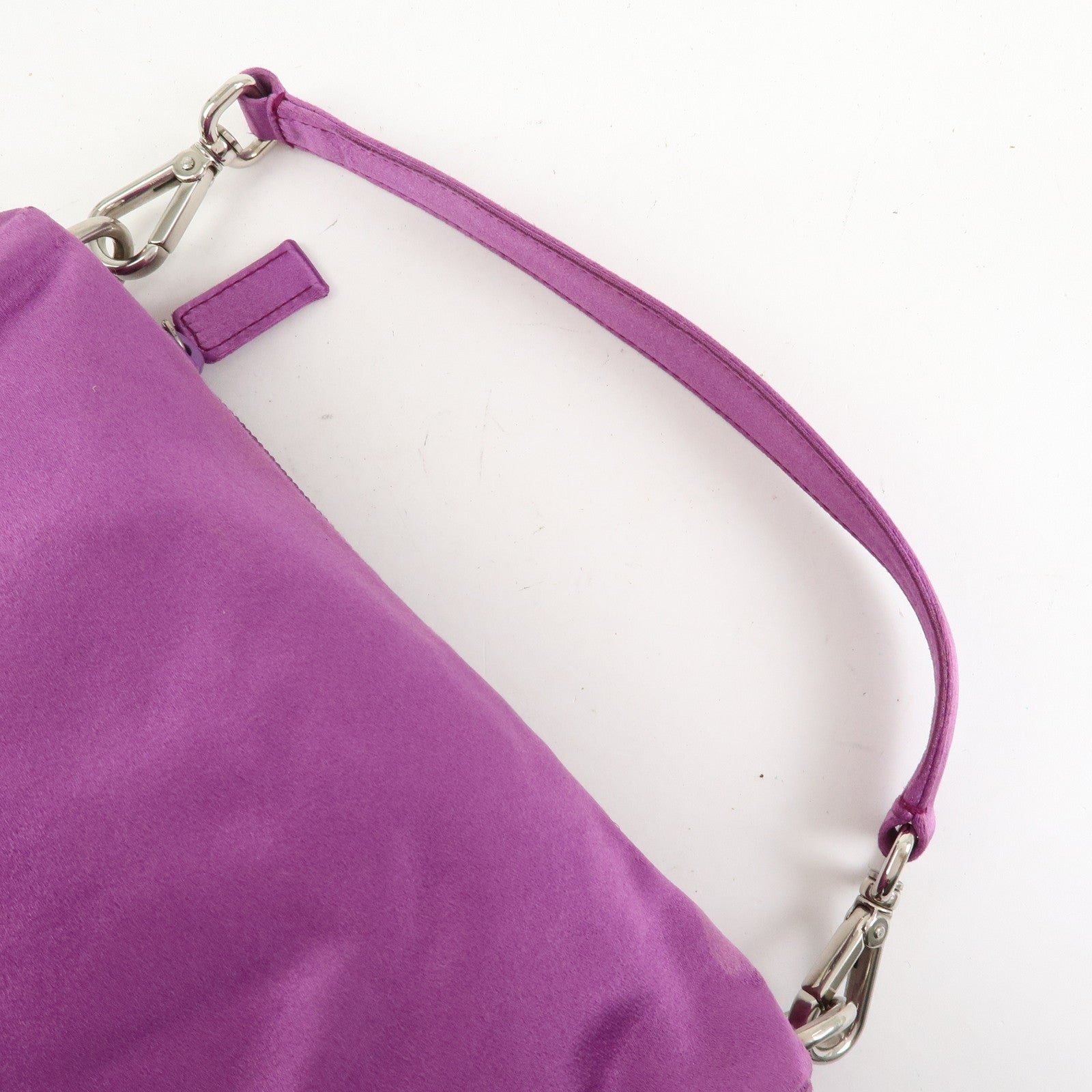 PRADA Triangle Logo Satin Mini Hand Bag Pochette Pouch Purple