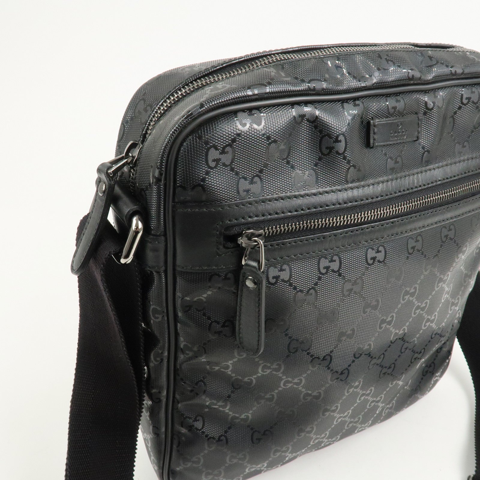 GUCCI GG Imprime Monogram PVC Shoulder Bag Cross Body Bag Black 201448