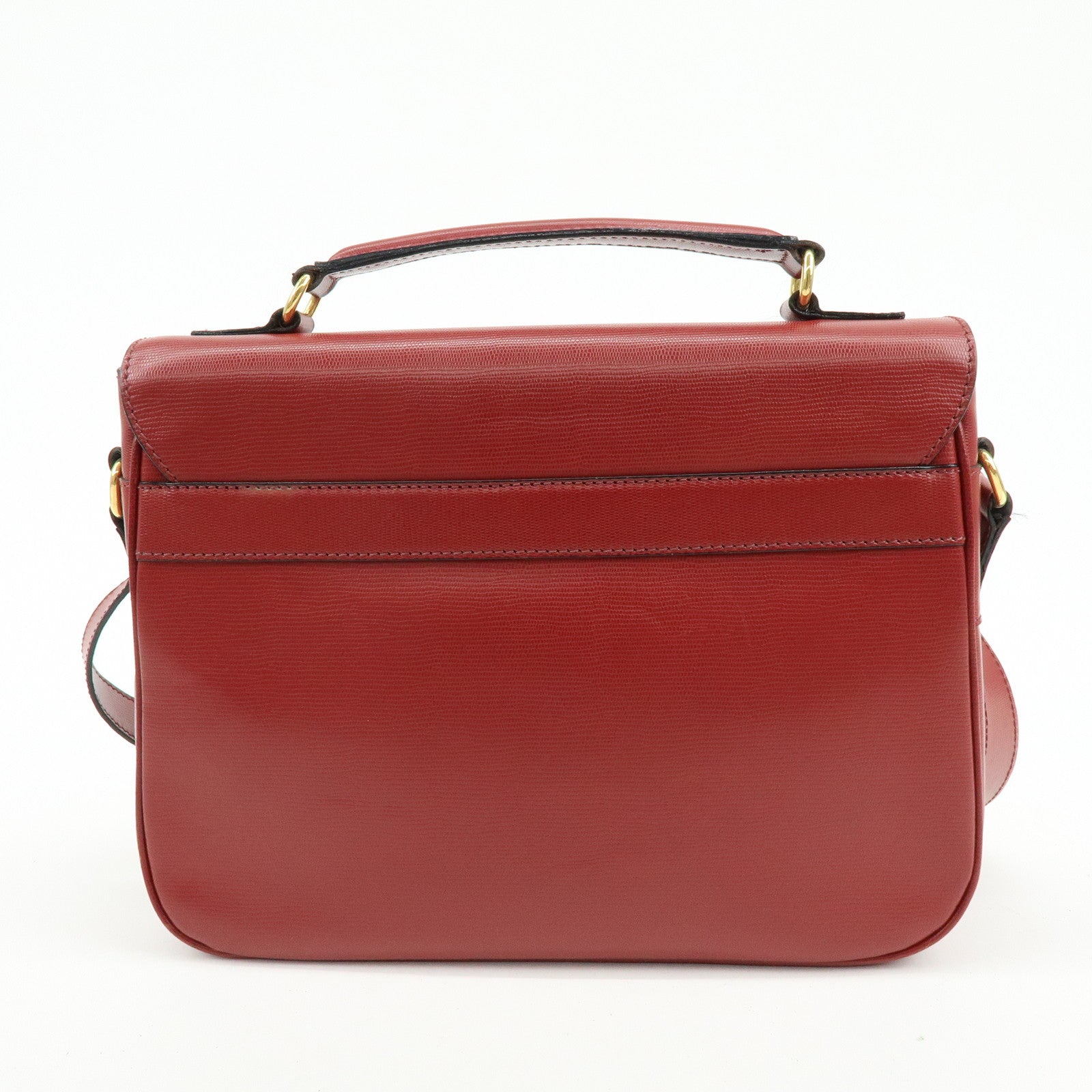 CELINE Leather 2WAY Bag Shoulder Bag Hand Bag Red
