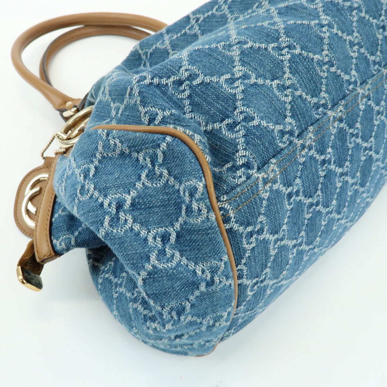 GUCCI Sukey Interlocking G Denim 2Way Hand Shoulder Bag Blue 223974