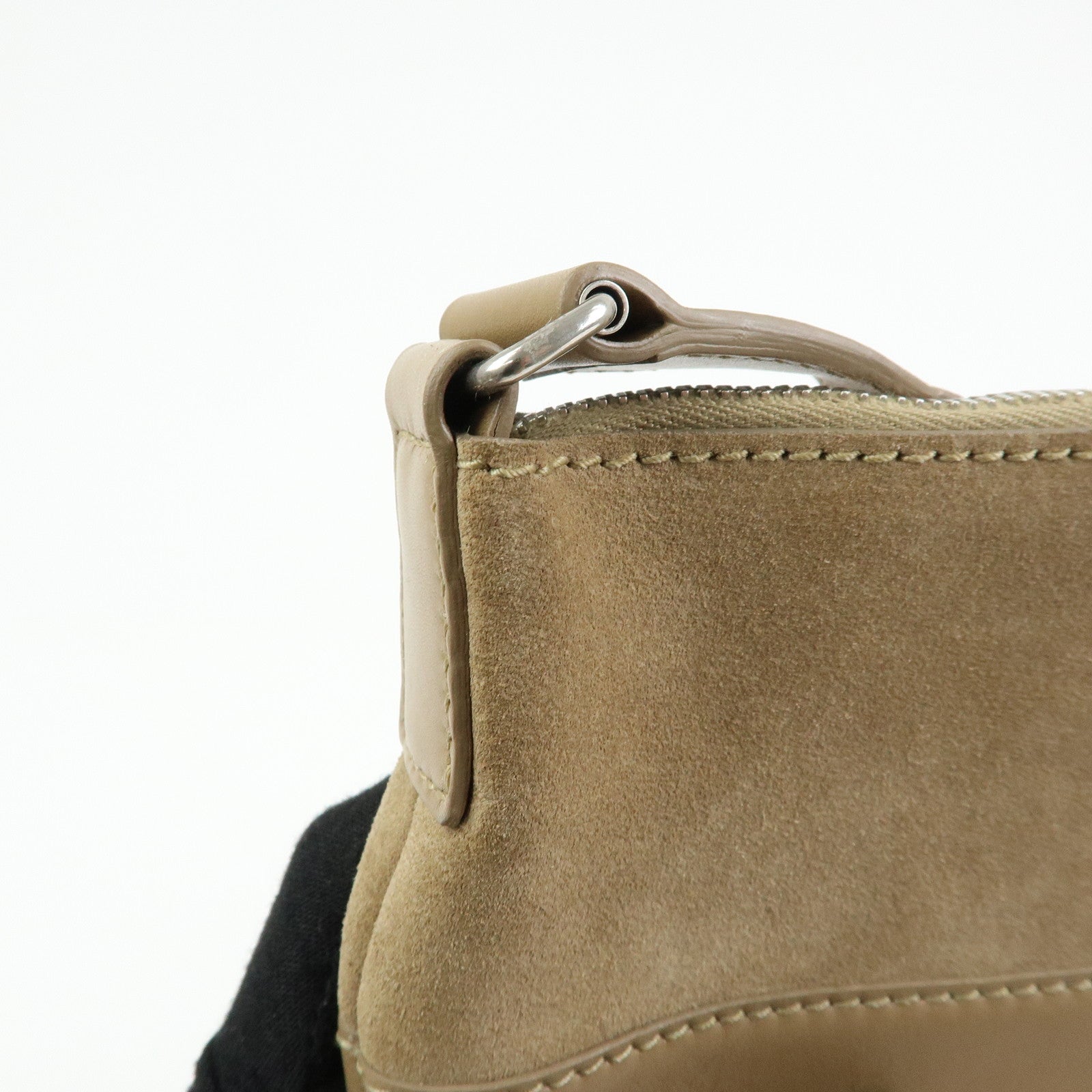 SAINT LAURENT PARIS Suede Leather Shoulder Crossbody Bag Beige