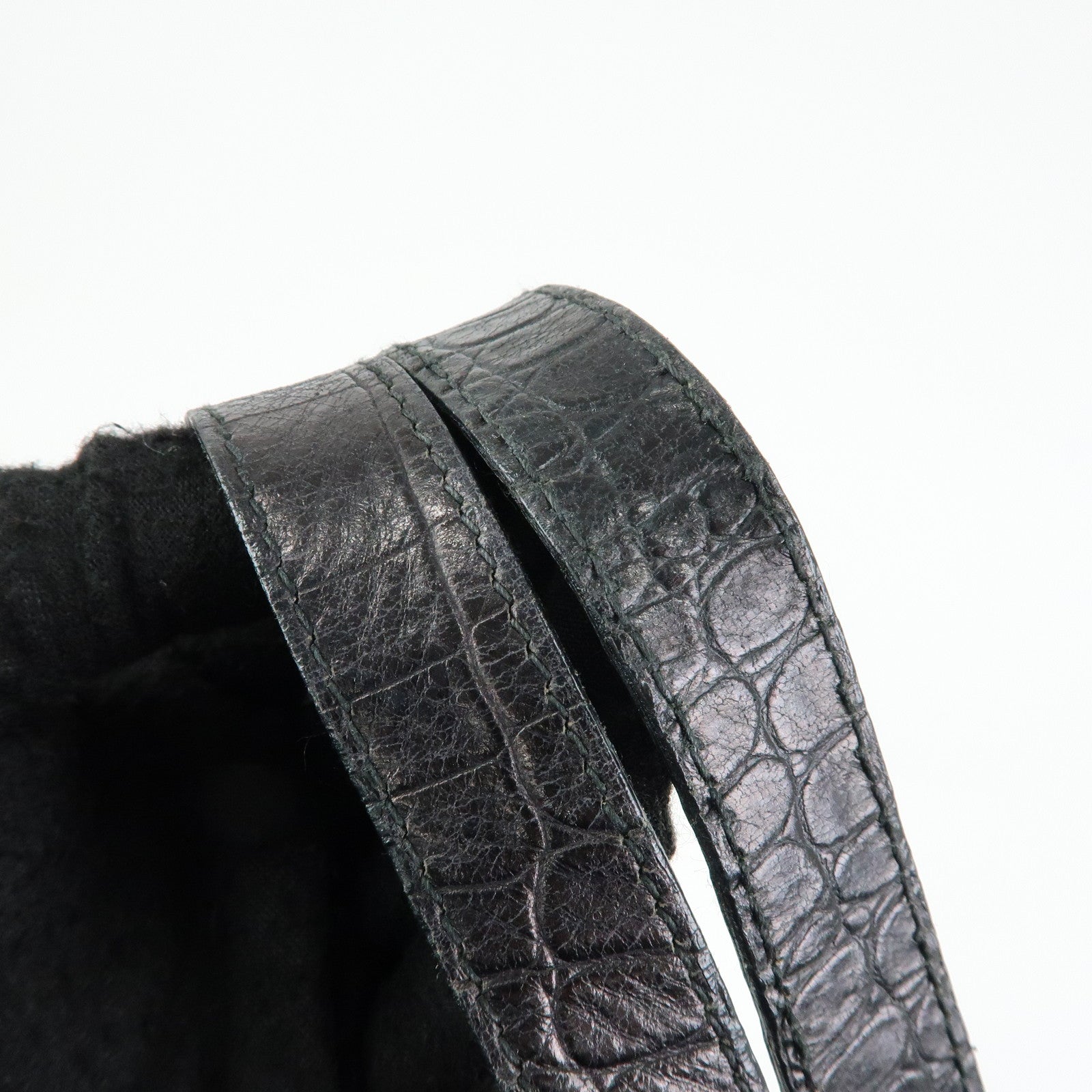 Ferragamo Vara Embossed Leather Tote Bag Shoulder Bag Black