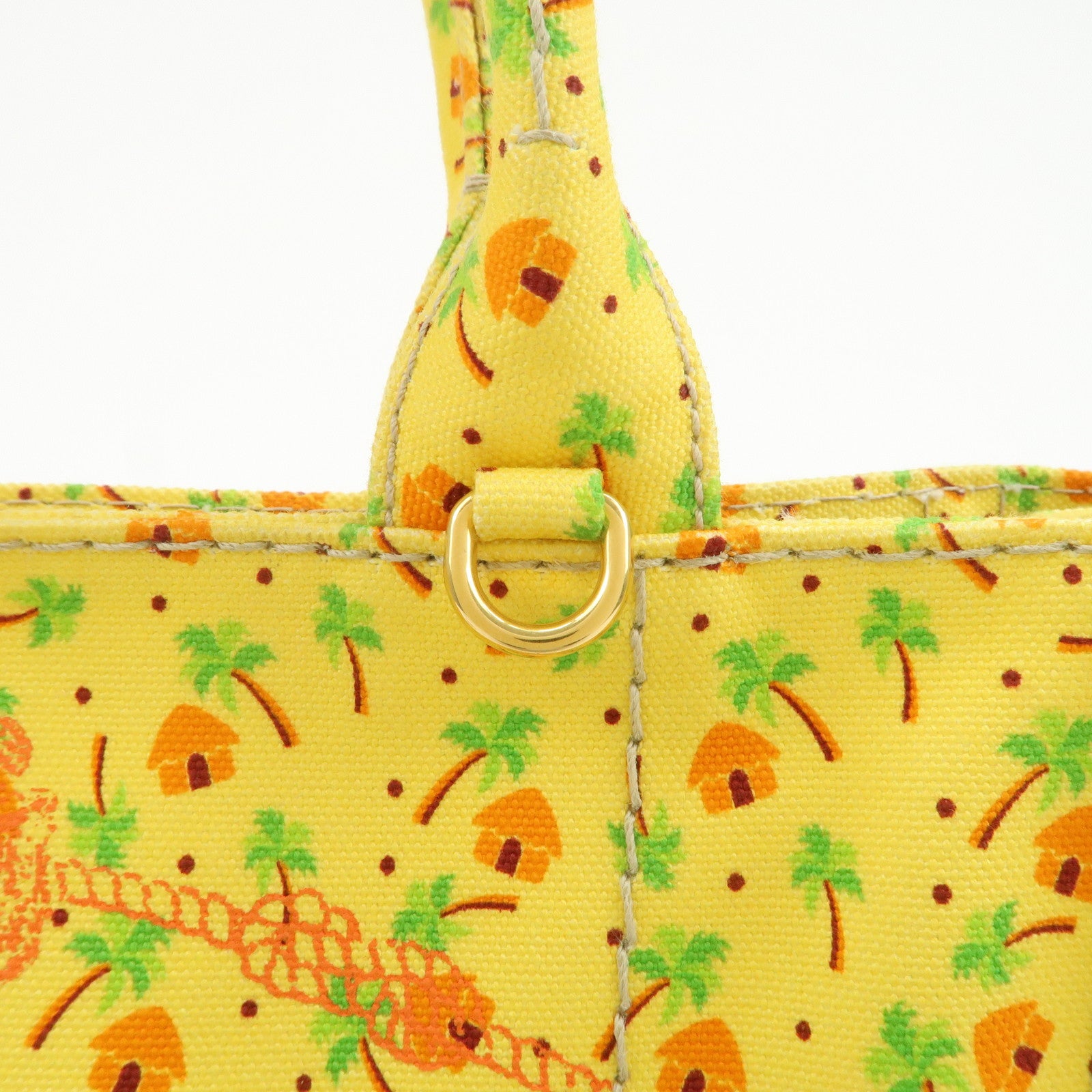 PRADA Canapa Mini Canvas 2Way Bag Hand Bag Yellow Orange 1BG439