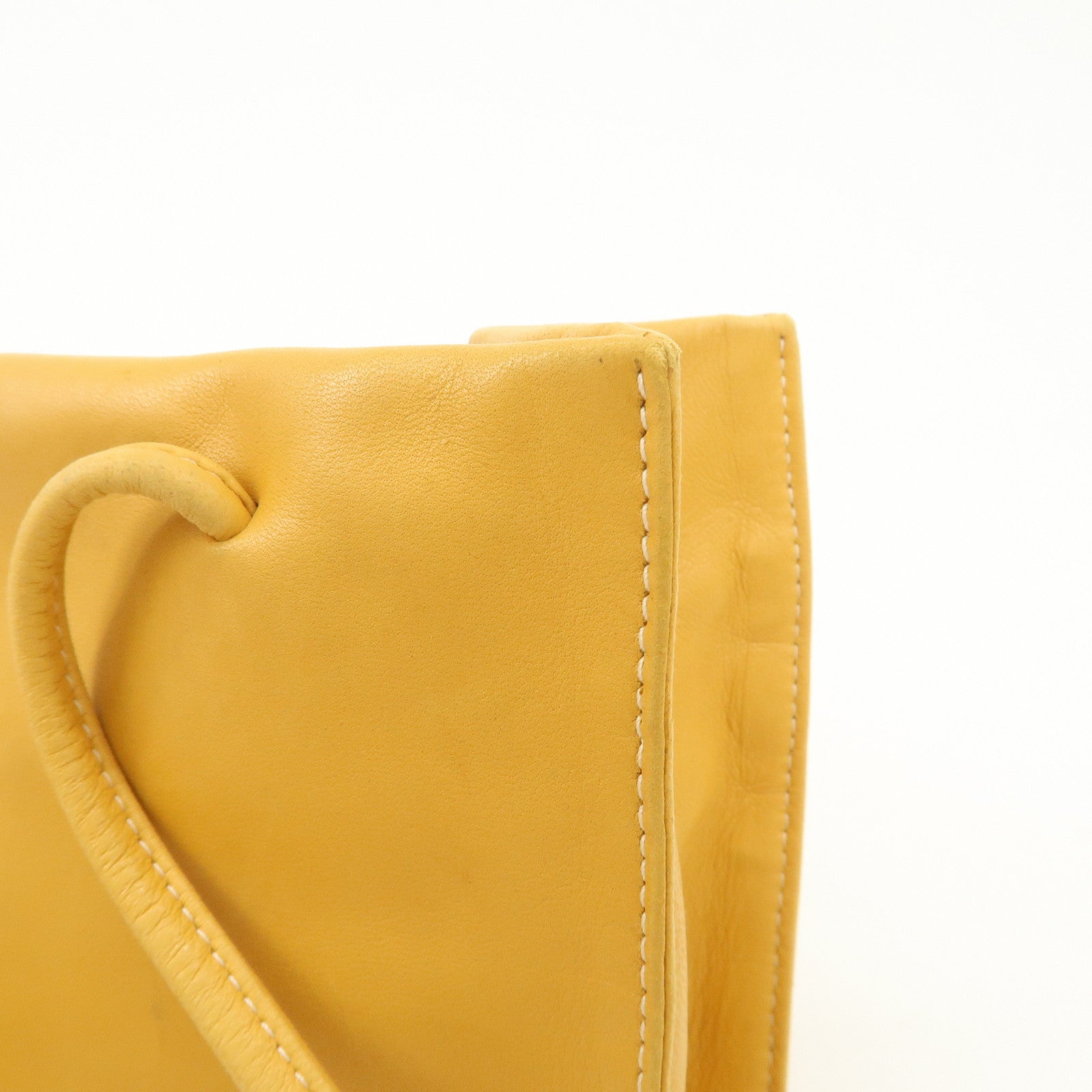 LOEWE Logo Nappa Leather Shoulder Bag Hand Bag Yellow