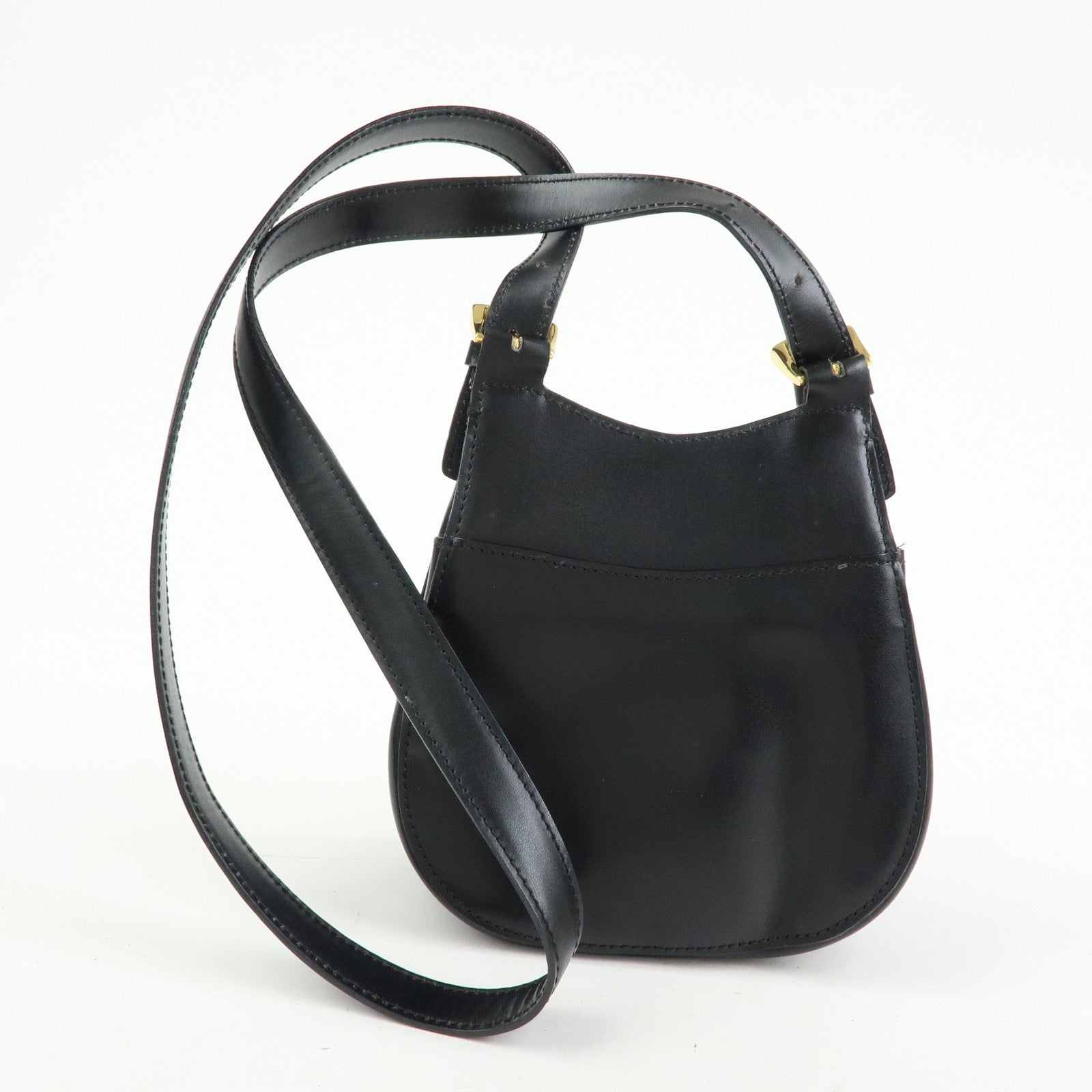 CELINE Leather Shoulder Bag Crossbody Bag Black