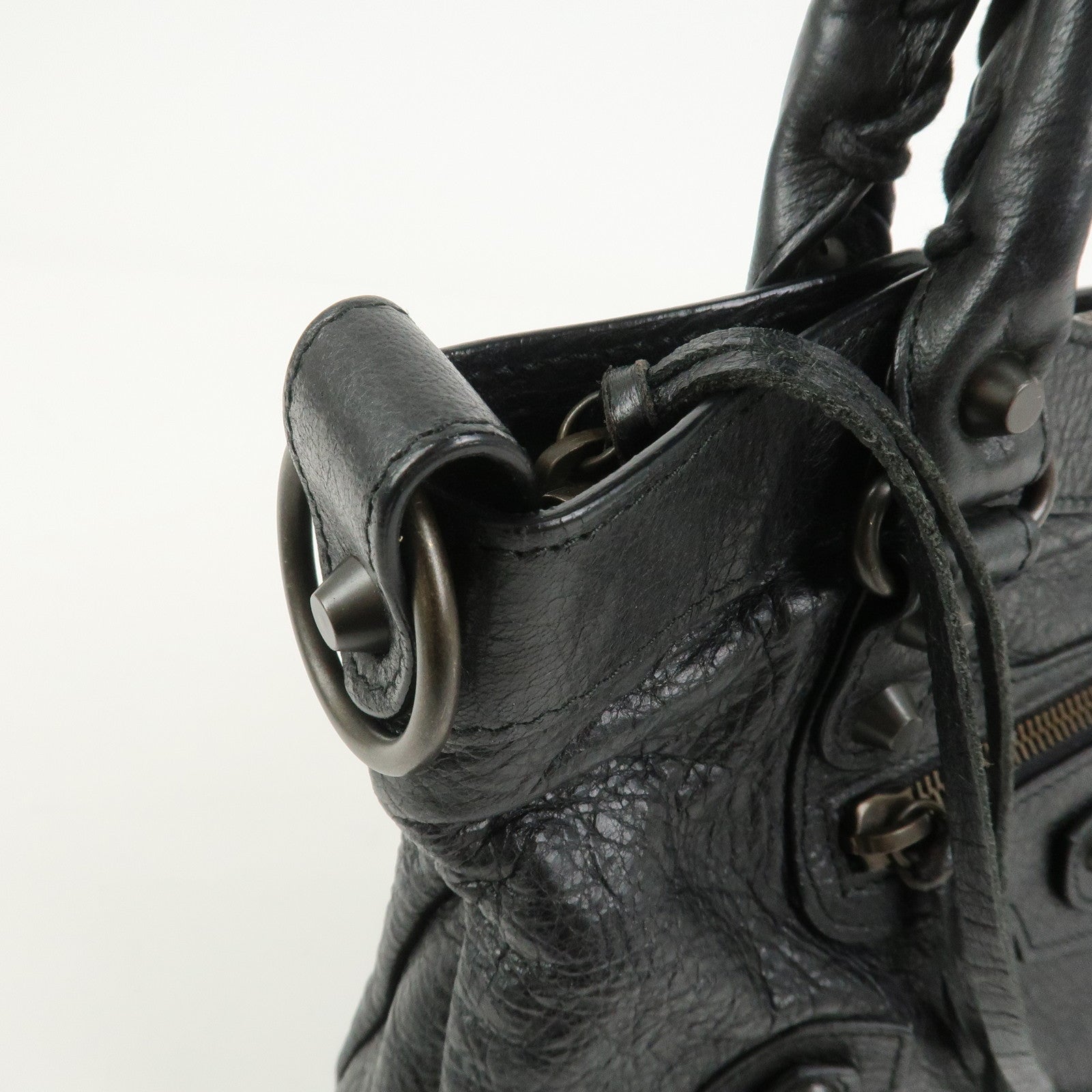 BALENCIAGA The First Leather 2Way Bag Shoulder Bag Black 103208