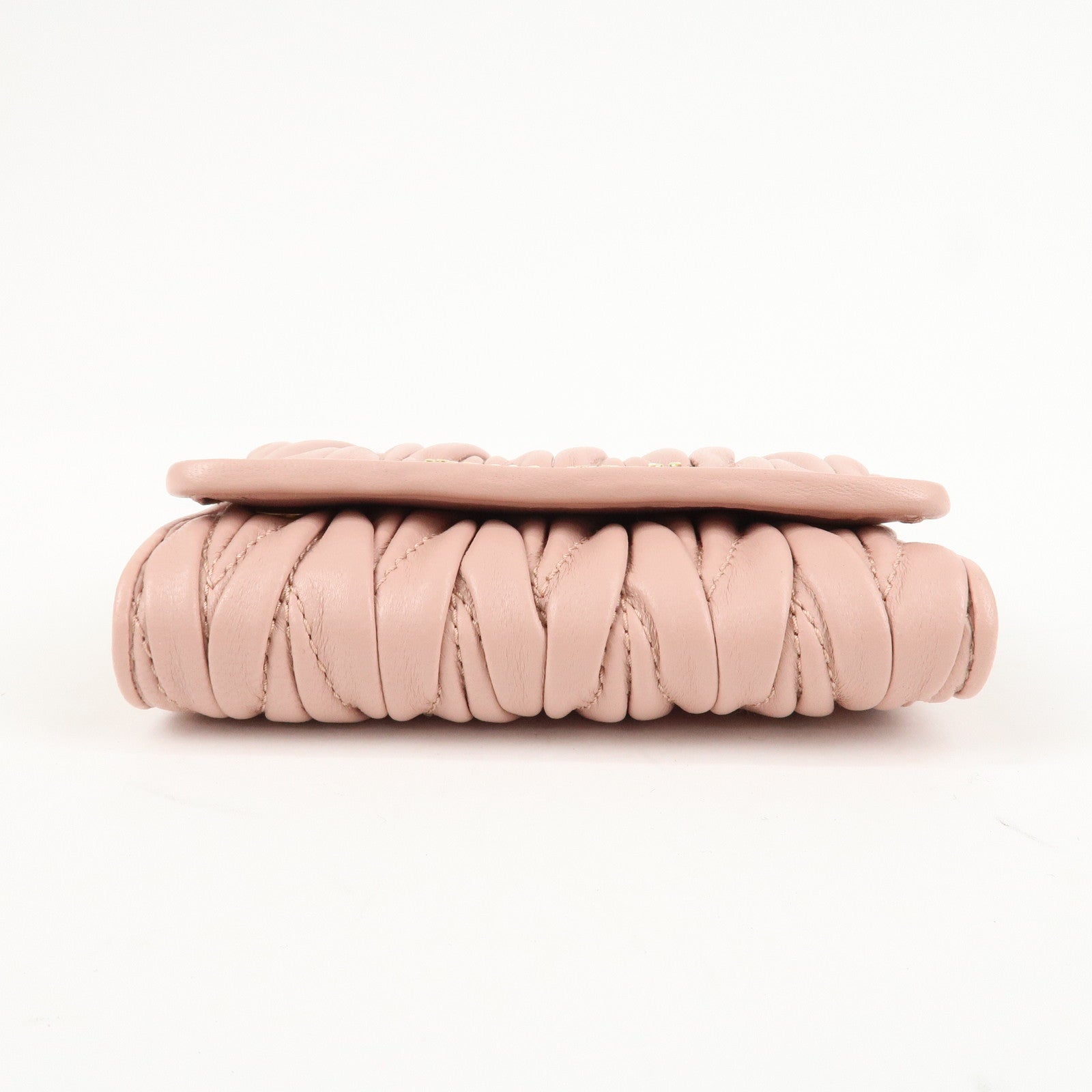 MIU MIU Matelasse Leather Key Case 6 Key Rings Pink 5PG222 Used
