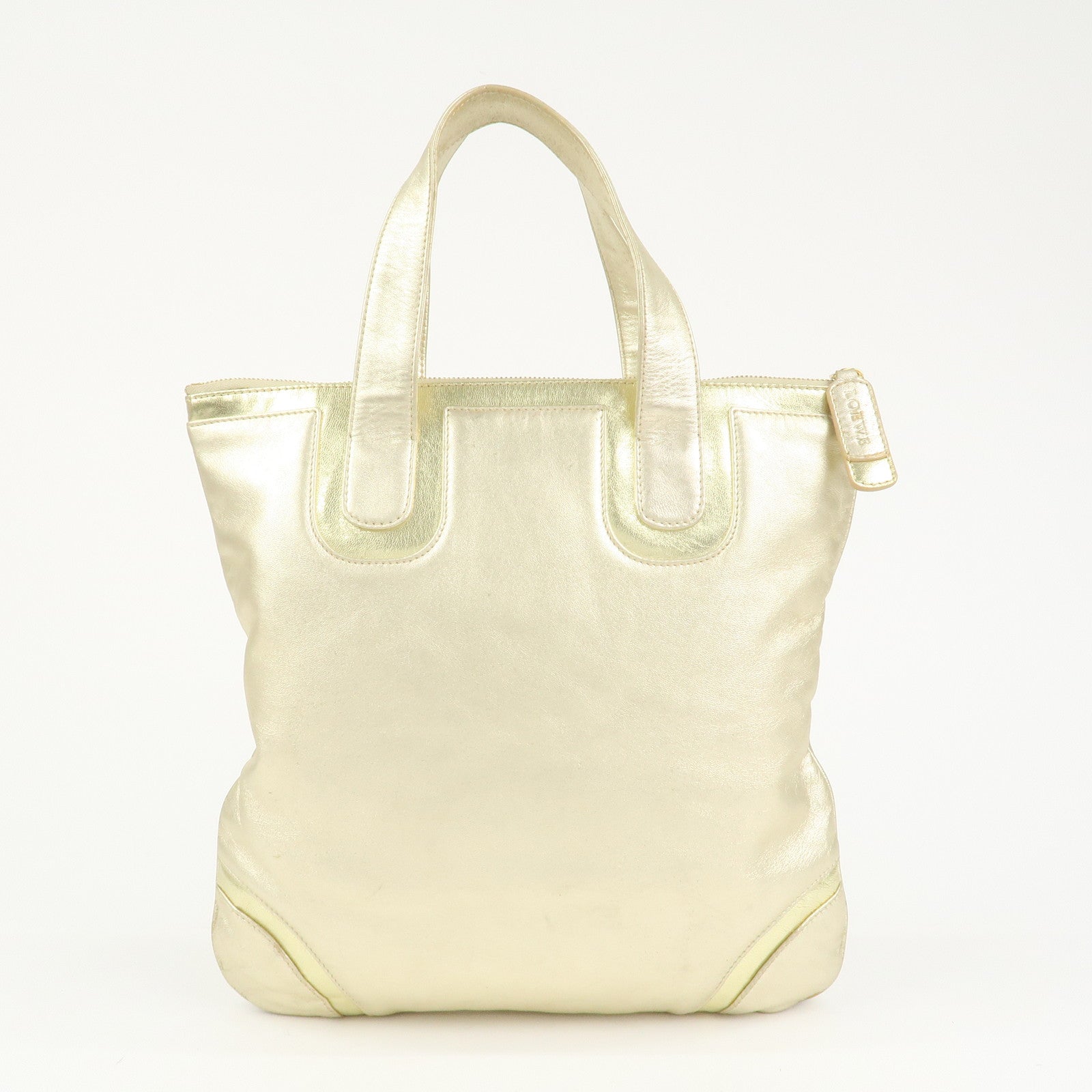 LOEWE Anagram Logo Leather Tote Bag Hand Bag Champagne Gold