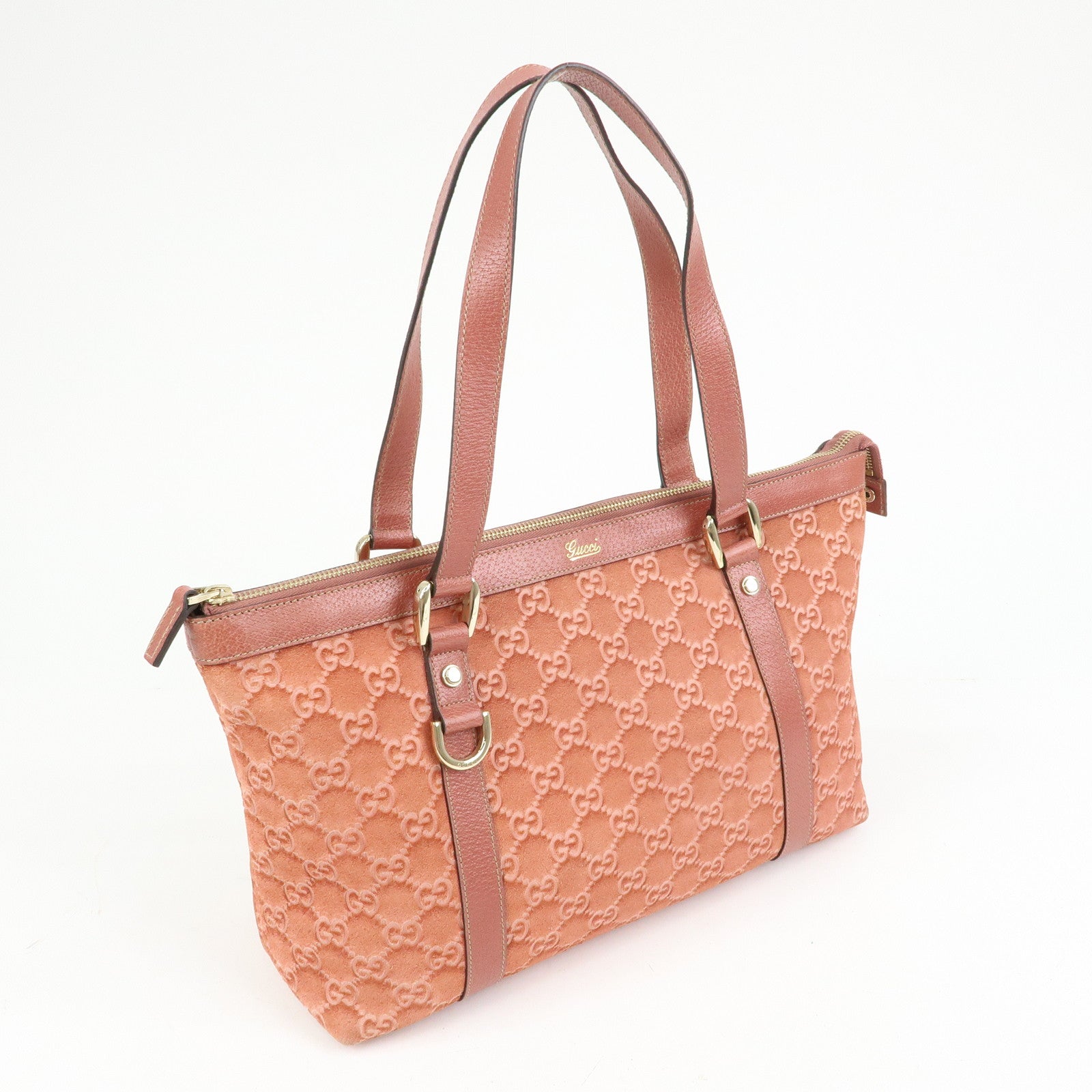 GUCCI Abbey Suede Leather Tote Bag Hand Bag Pink 141470