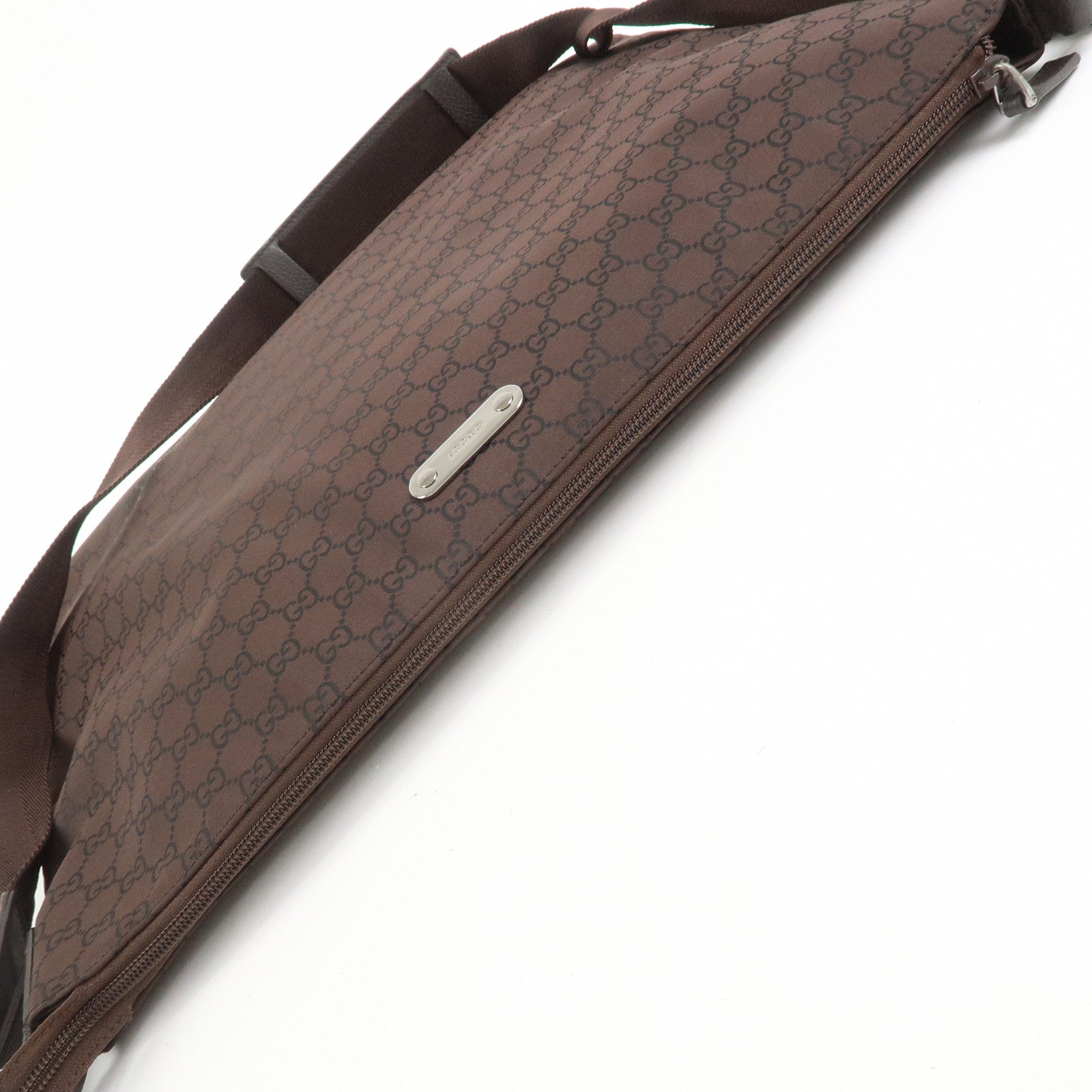 GUCCI GG Nylon Leather Shoulder Bag Crossbody Bag Dark Brown 190628