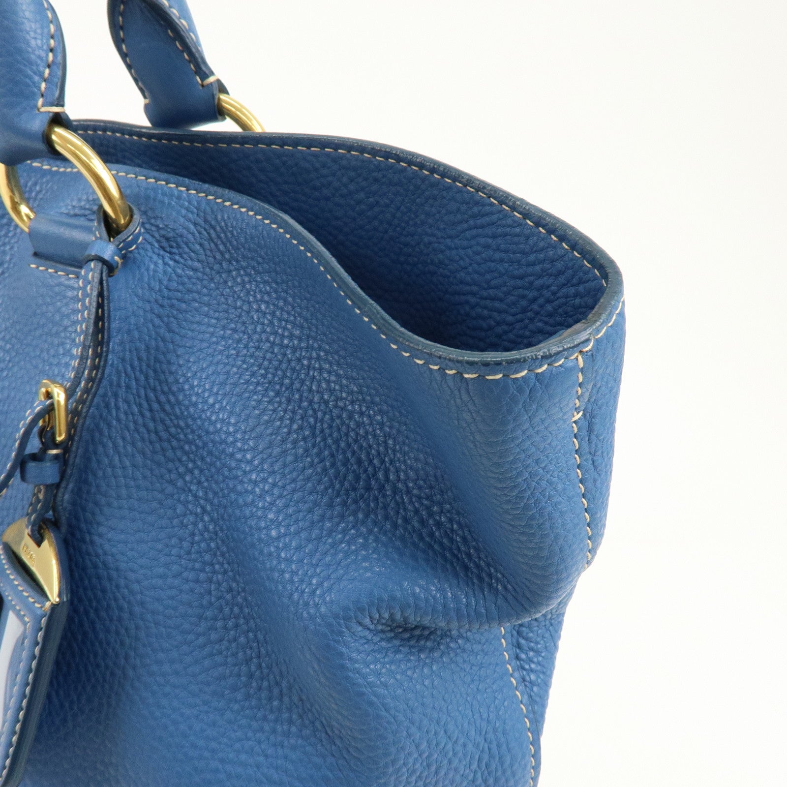 PRADA Leather 2Way Tote Bag Shoulder Bag Hand Bag Blue BN1713