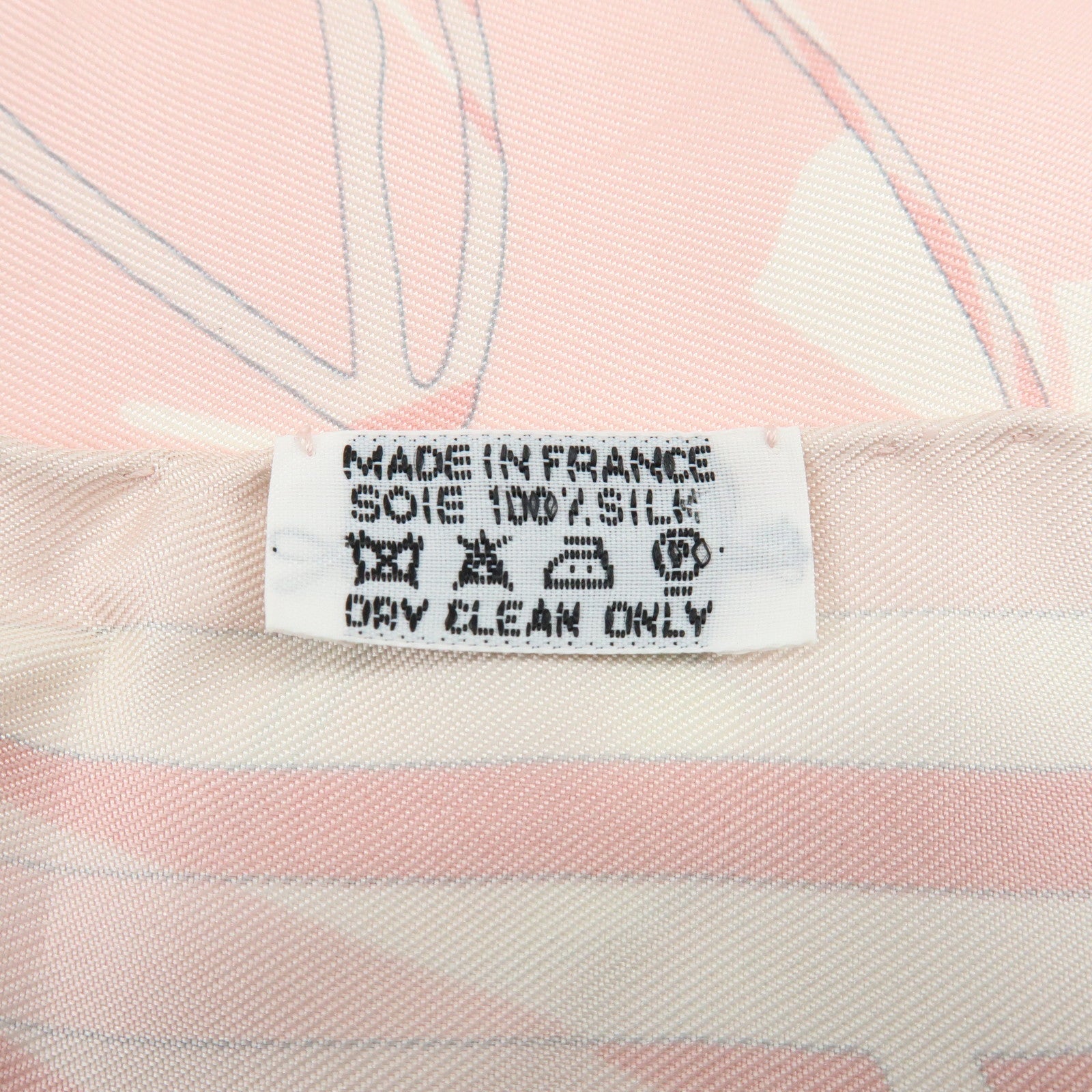 HERMES Silk 100% Triangle Scarf CALECHE ELASTIQUE Light Pink