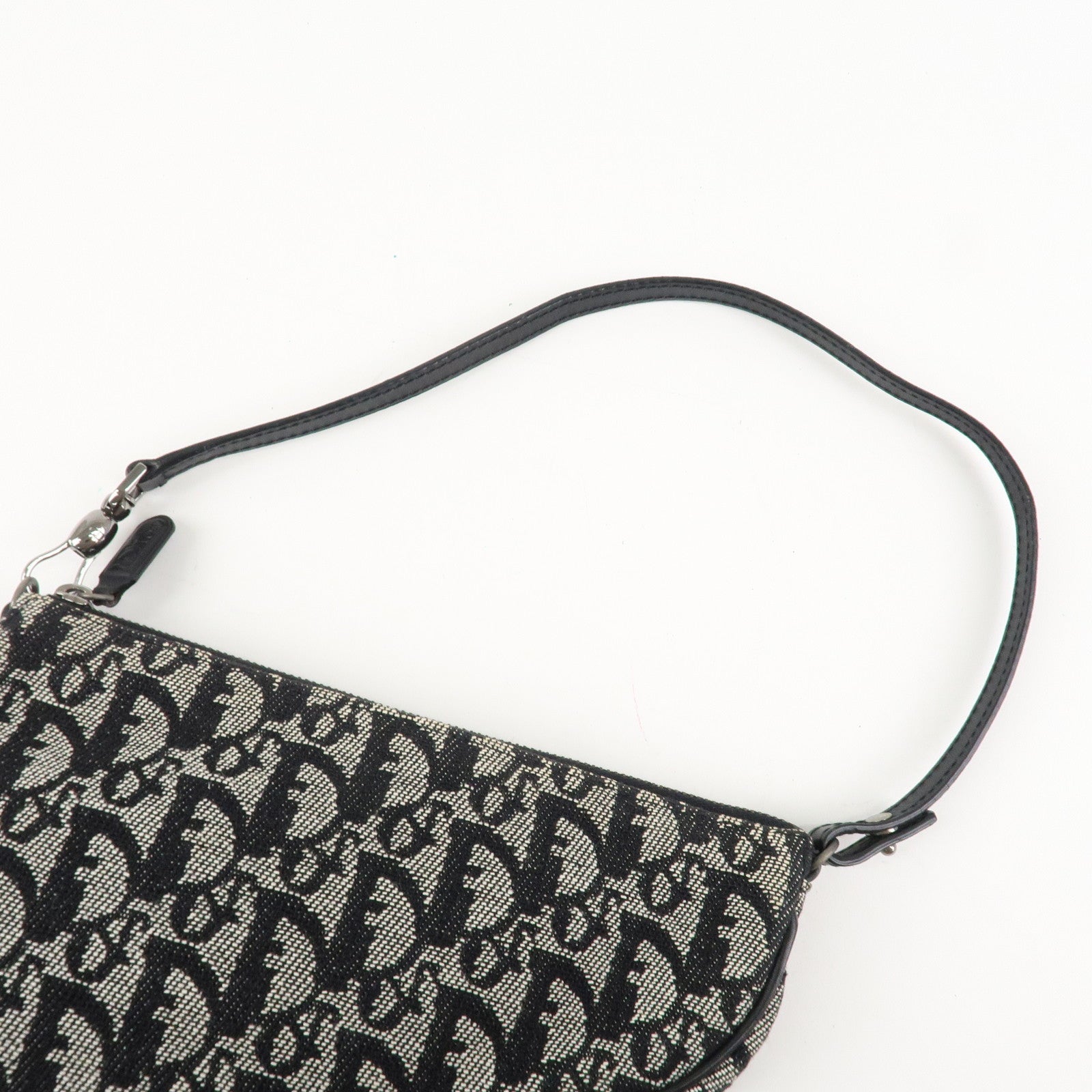 Christian Dior Trotter Canvas Leather Saddle Pouch Shoulder Bag Black Used