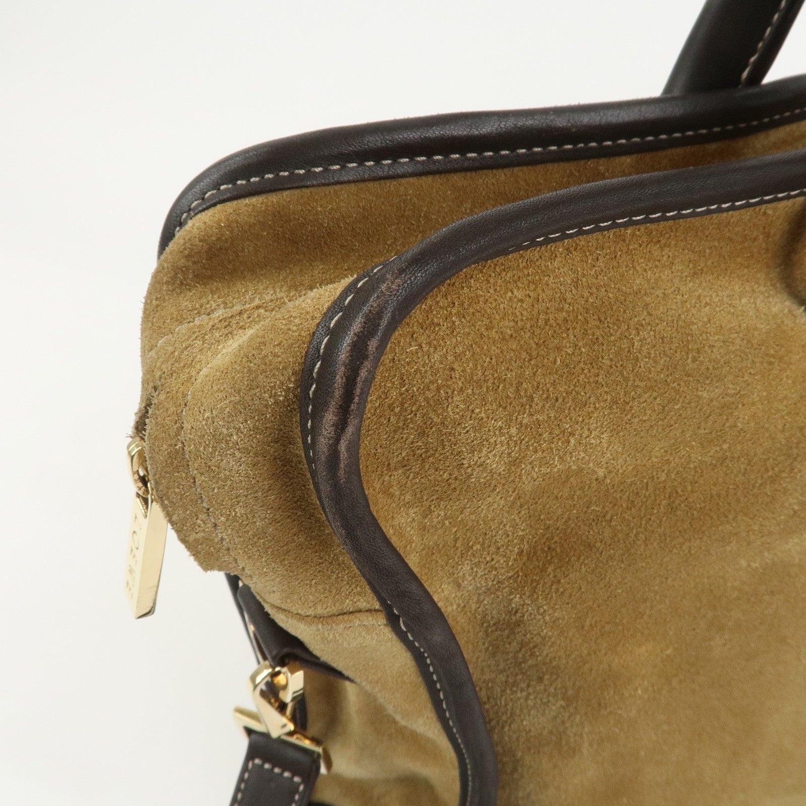 LOEWE Anagram Amazona 40 Suede Leather 2Way Bag Hand Bag Brown