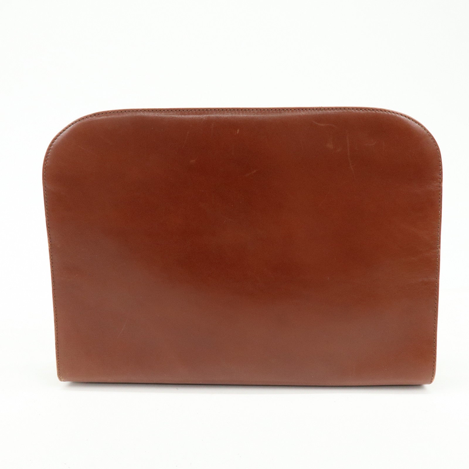 Ferragamo Gancini Calf Skin Leather Chain Shoulder Bag Brown