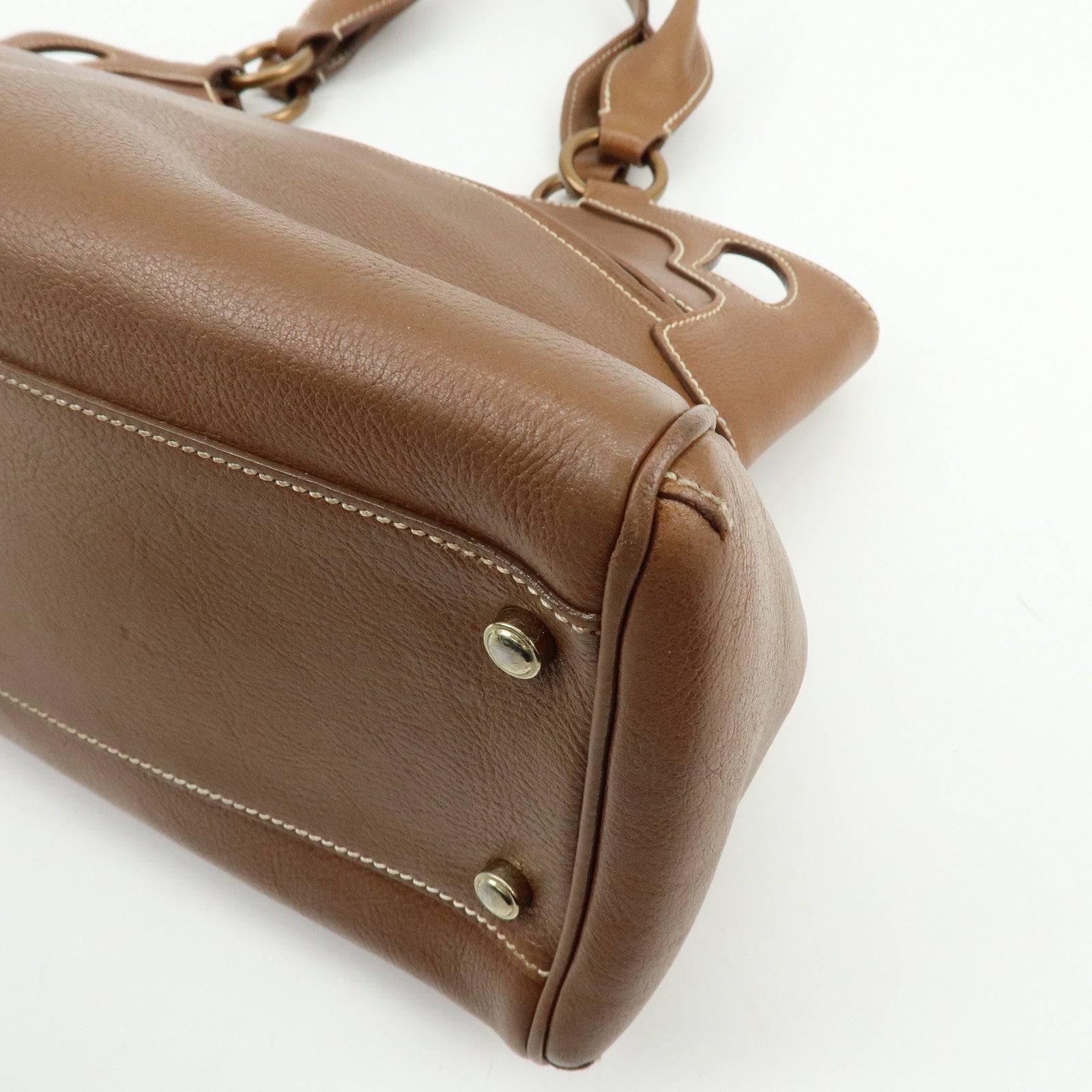 Cartier Marcello de Cartier Leather Hand Bag Tote Bag Brown