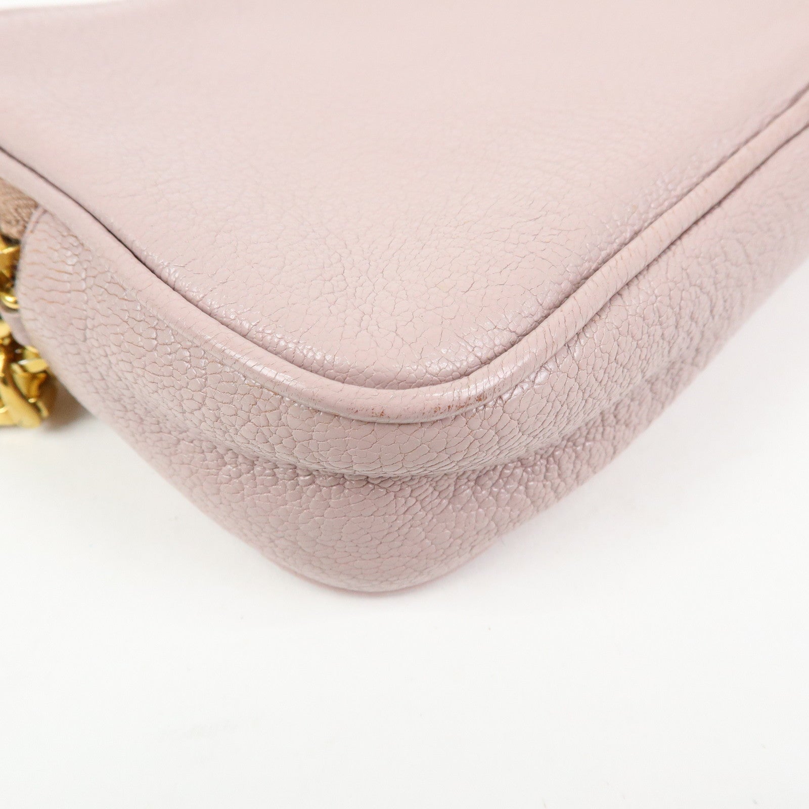 MIU MIU Logo Madras Leather Mini Shoulder Bag Light Purple