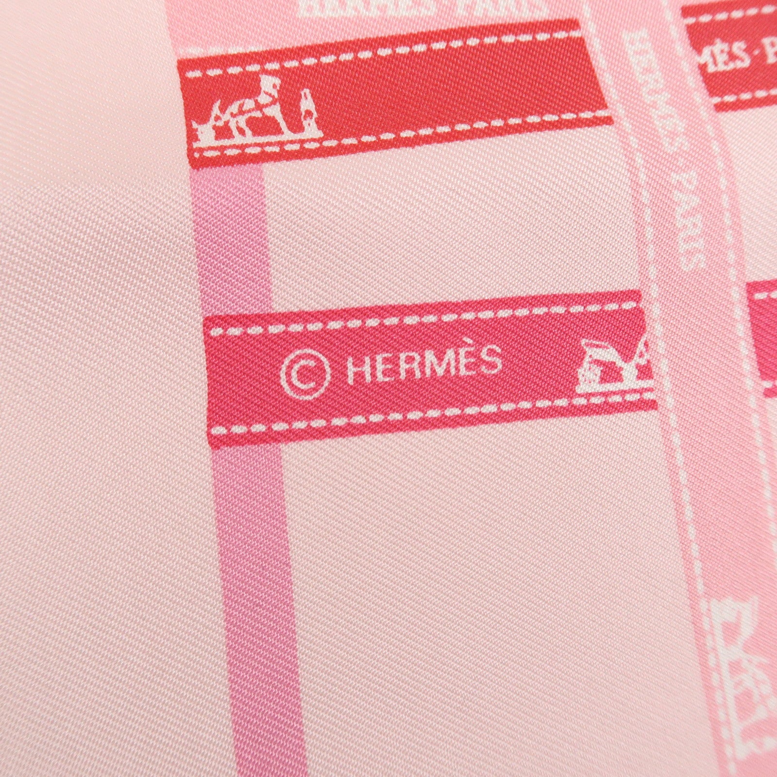 HERMES Carre 45 Silk 100% Scarf Bolduc au Carre Pink