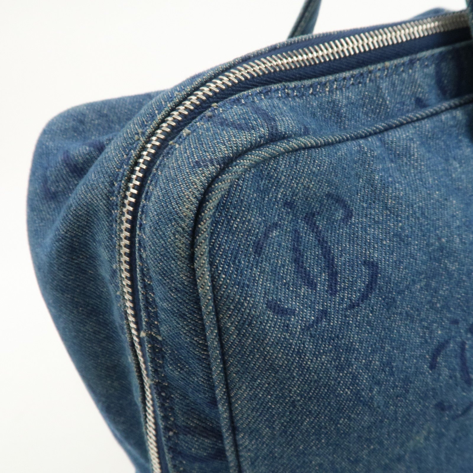 CHANEL COCO Mark Denim Boston Bag Hand Bag Travel Bag Blue