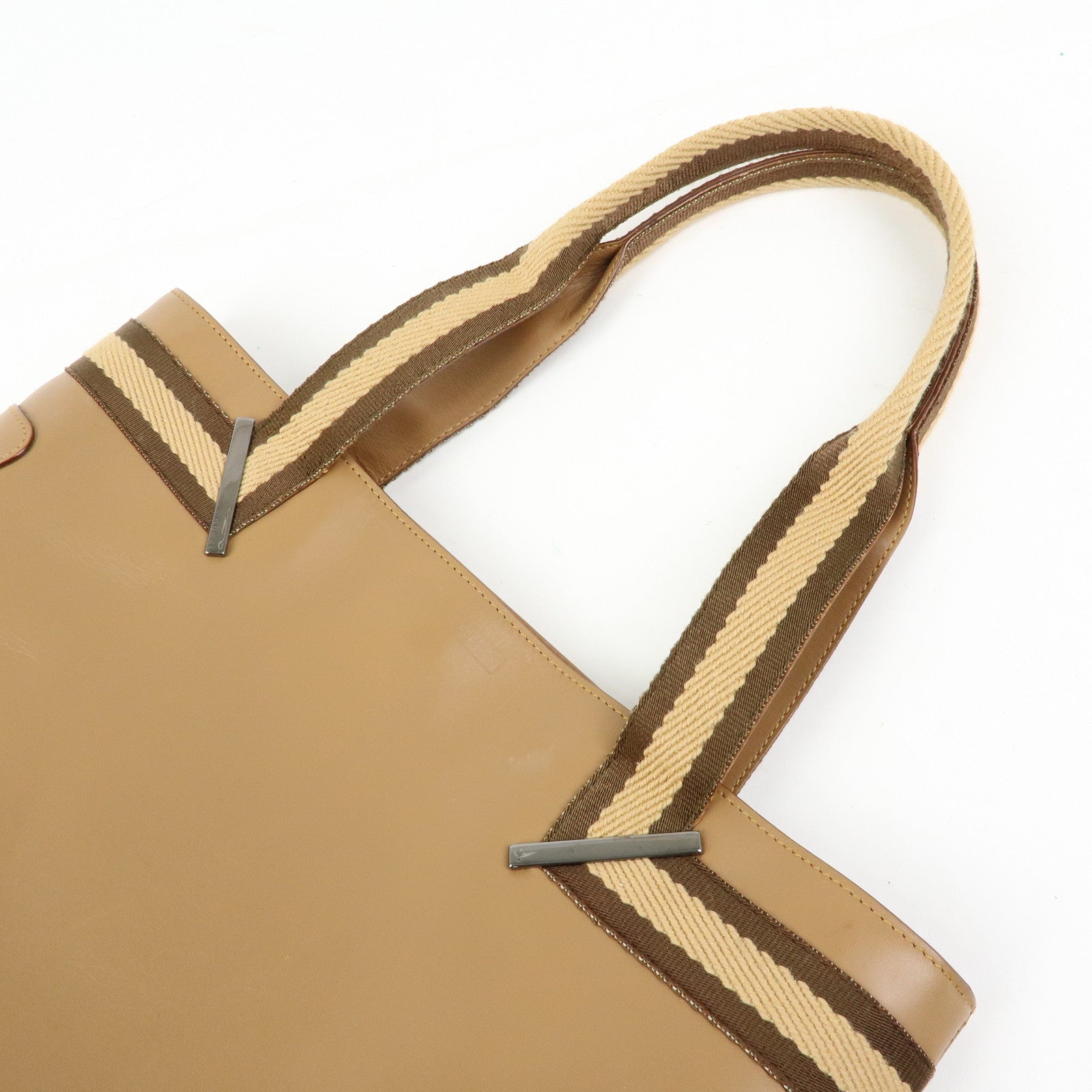 GUCCI Sherry Leather Tote Bag Shoulder Bag Beige 002.1135