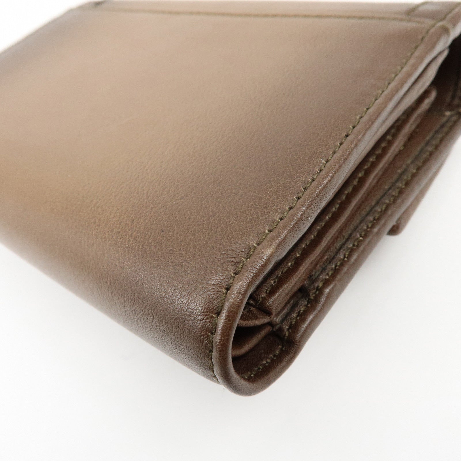 GUCCI Bamboo Leather Bi-fold Compact Wallet Brown 257017