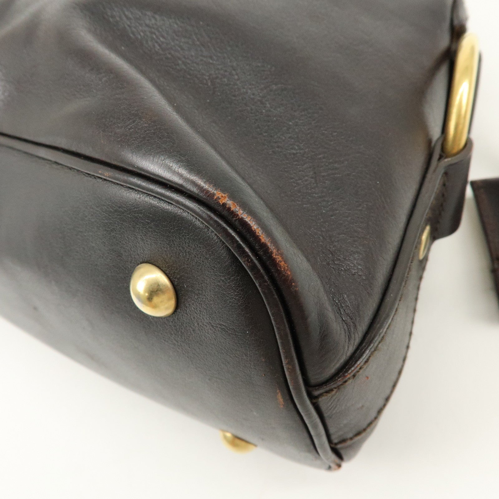 SAINT LAURENT PARIS Muse Leather Hand Bag Dark Brown 156465