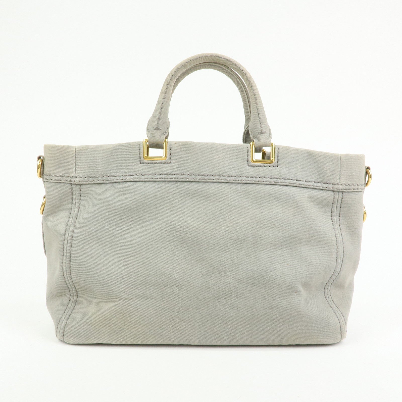 PRADA Canapa Canvas 2Way Bag Hand Bag Shoulder Bag Gray BN2069