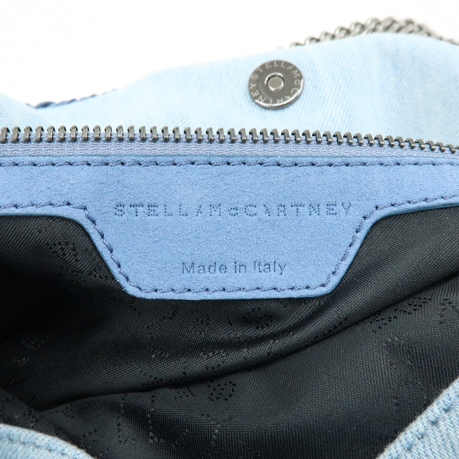 STELLA MCCARTNEY Falabella Embroidery Denim Shoulder Bag Light Blue