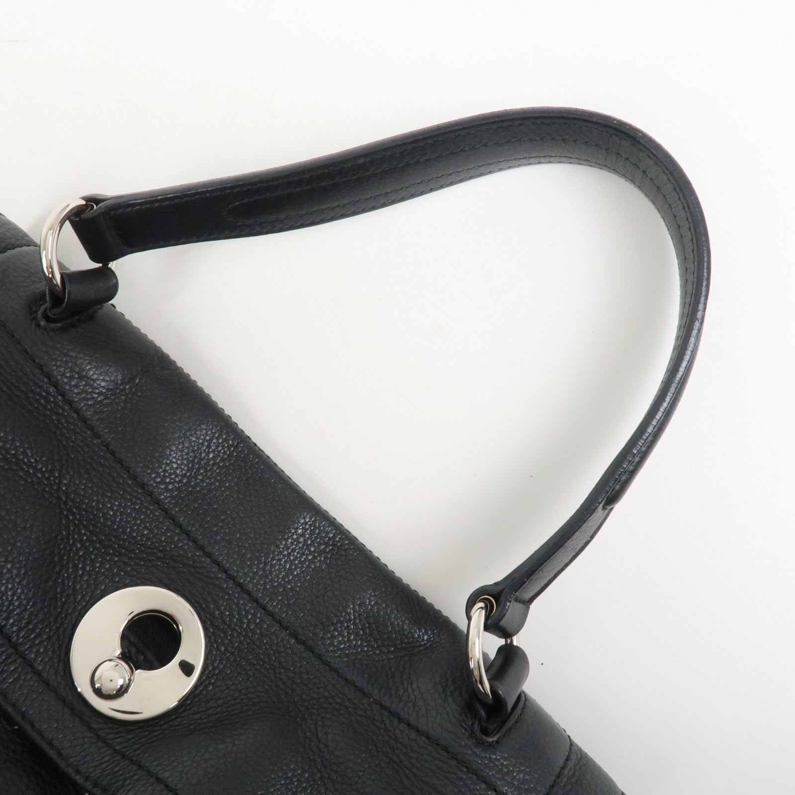 SAINT LAURENT PARIS Leather Canvas Muse Two Hand Shoulder Bag Black