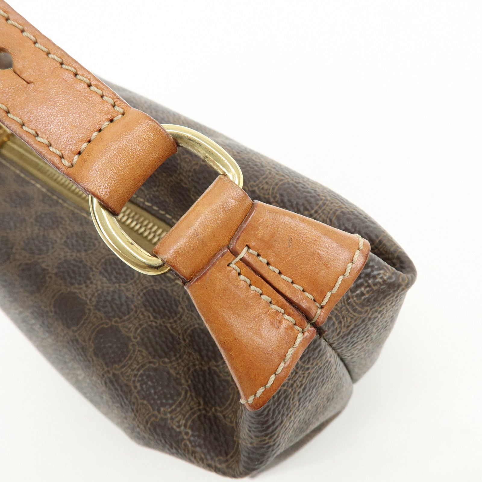 CELINE Macadam PVC Leather Hand Bag Brown