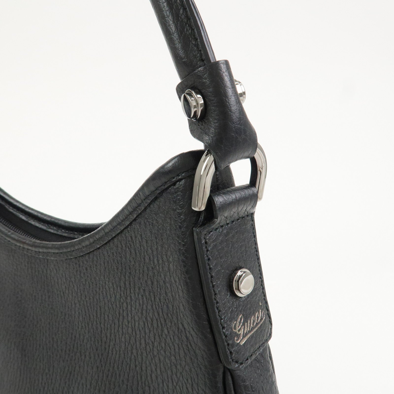 GUCCI Abbey Leather Shoulder Bag Hand Bag Black Silver S268637