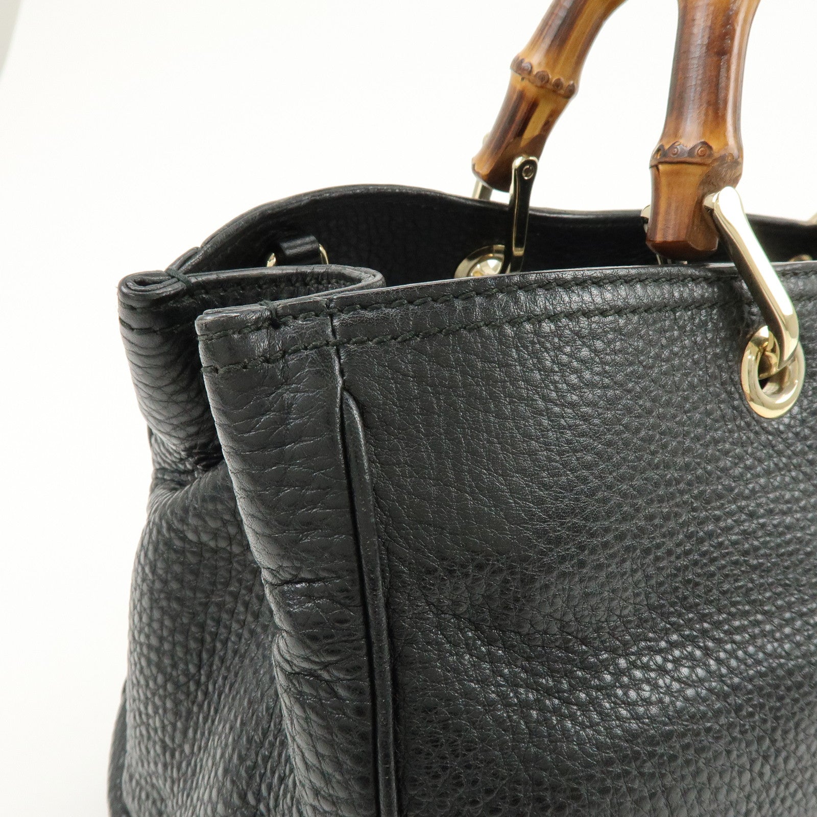 GUCCI Bamboo Leather Shopper Medium 2Way Bag Shoulder Bag 323660