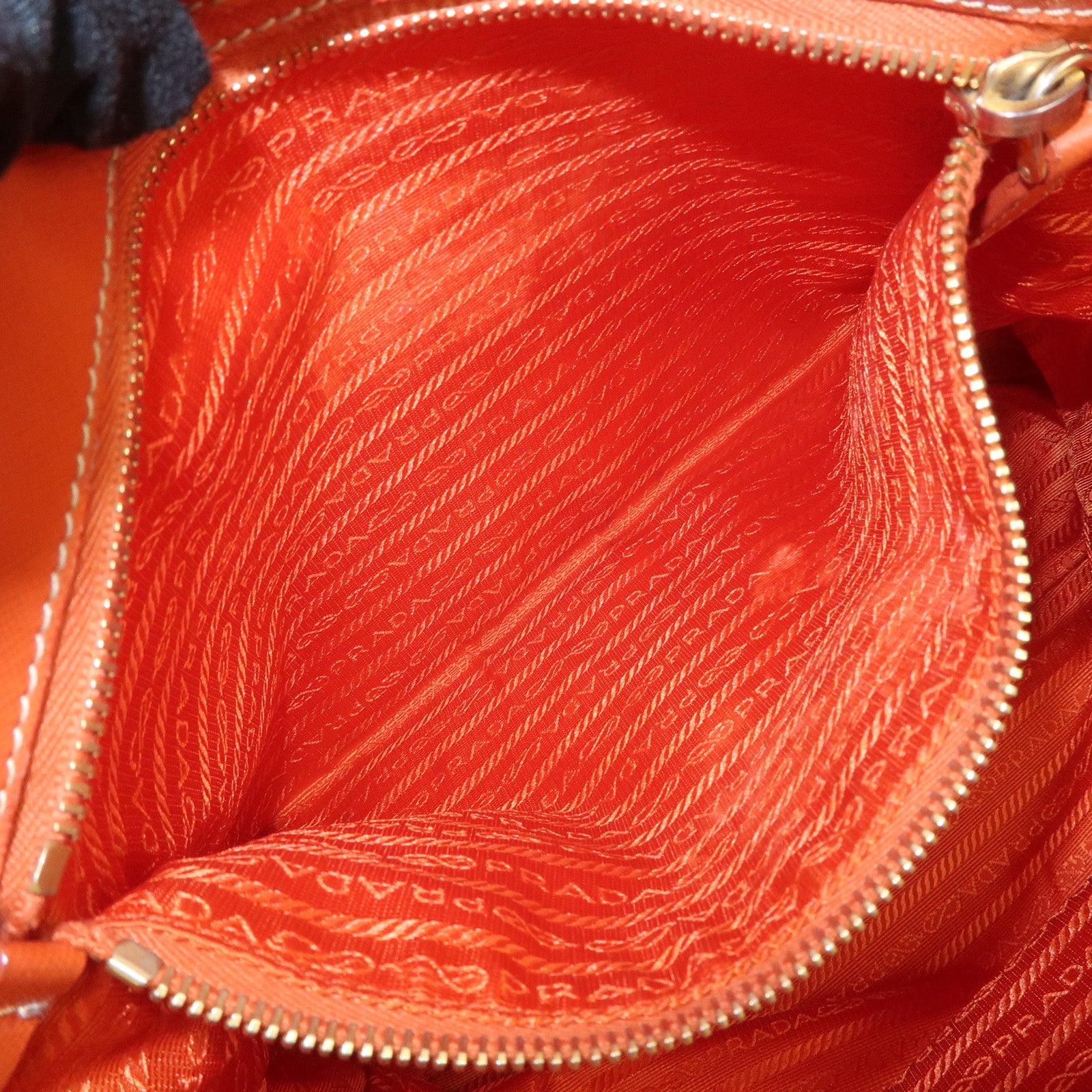 PRADA Logo 2Way Bag Tote Bag Shoulder Crossbody Bag Orange BN1473