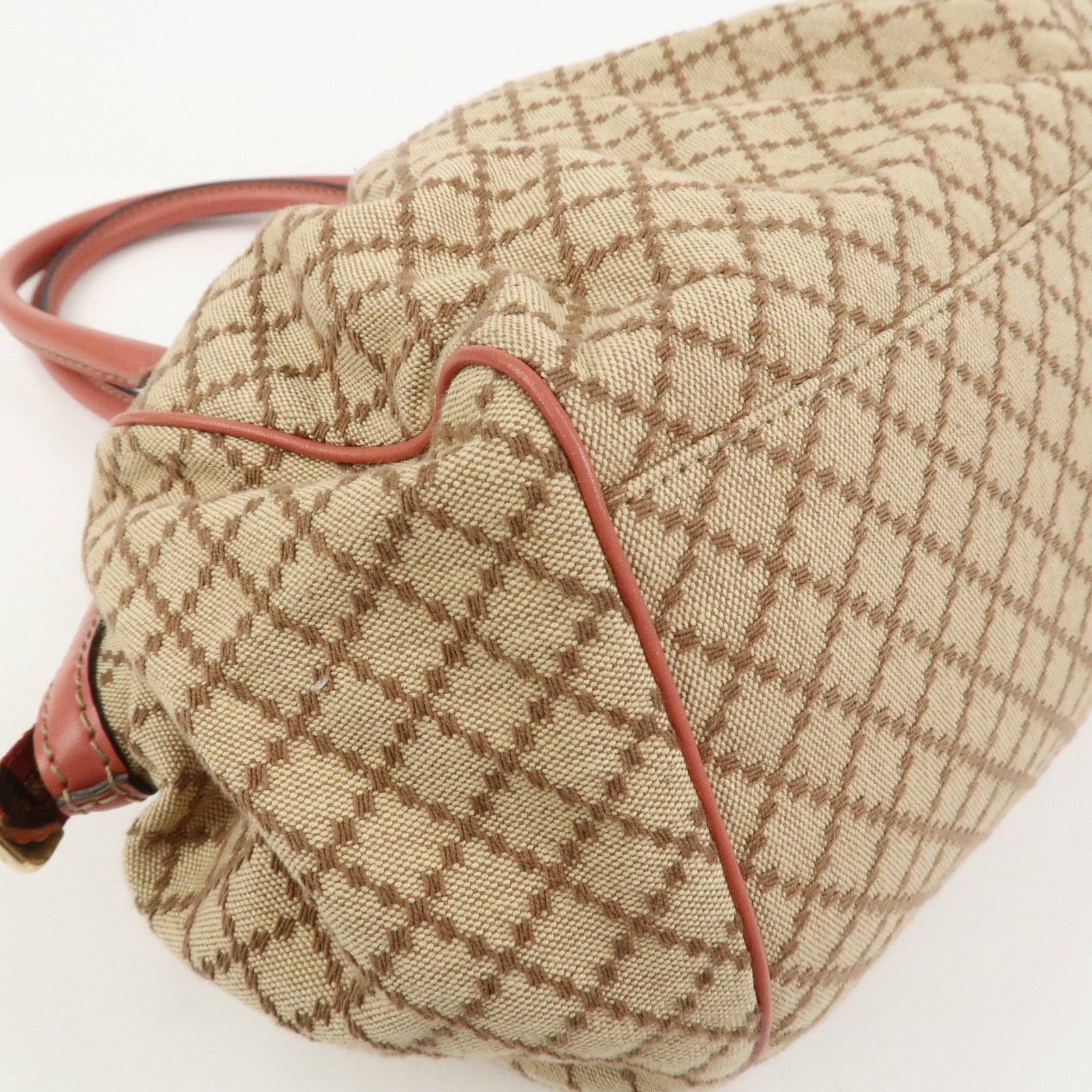 GUCCI Diamante Interlocking G Canvas Leather 2WAY Hand Bag 223974