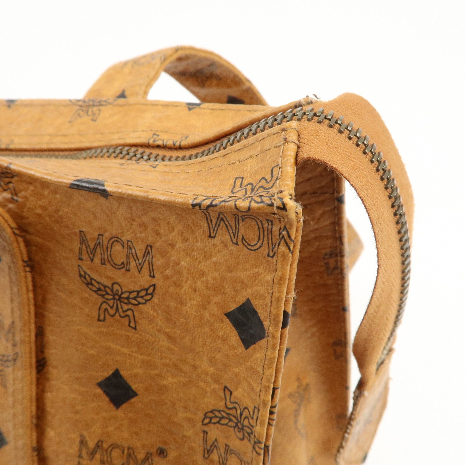 MCM Visetos Leather Shoulder Bag Tote Bag Brown