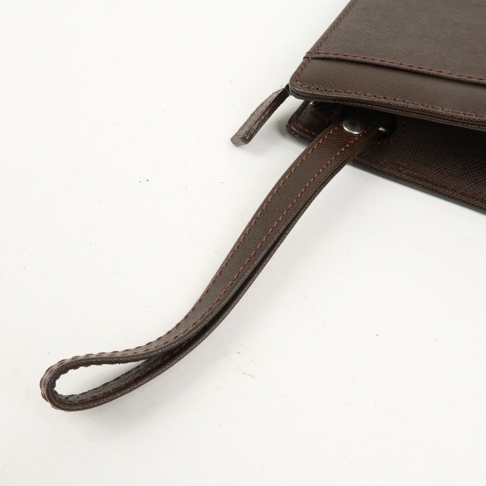 BURBERRY Leather Clutch Bag Hand Bag Pouch Brown