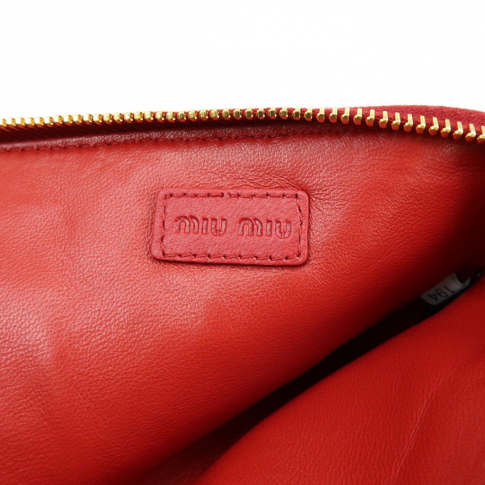MIU MIU Lamb Skin Leather Zippy Pouch Rose Pink Red